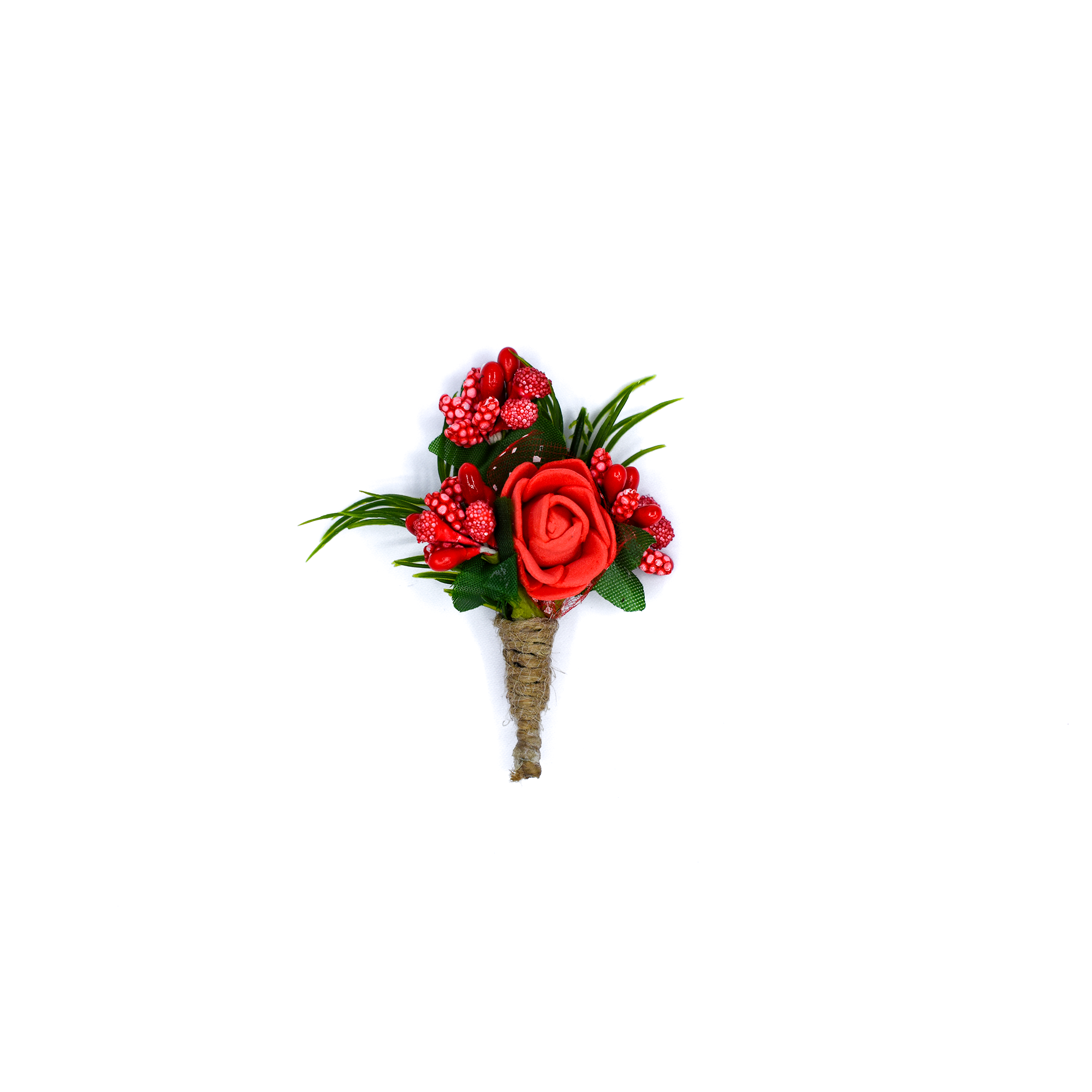 Bright Red Floral Brooch