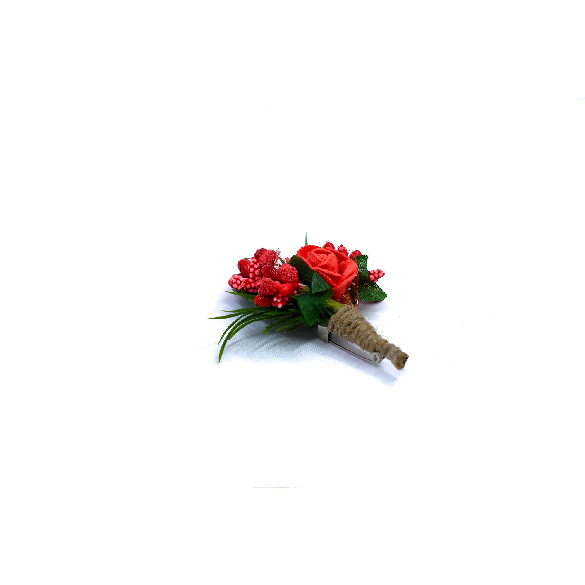 Bright Red Floral Brooch
