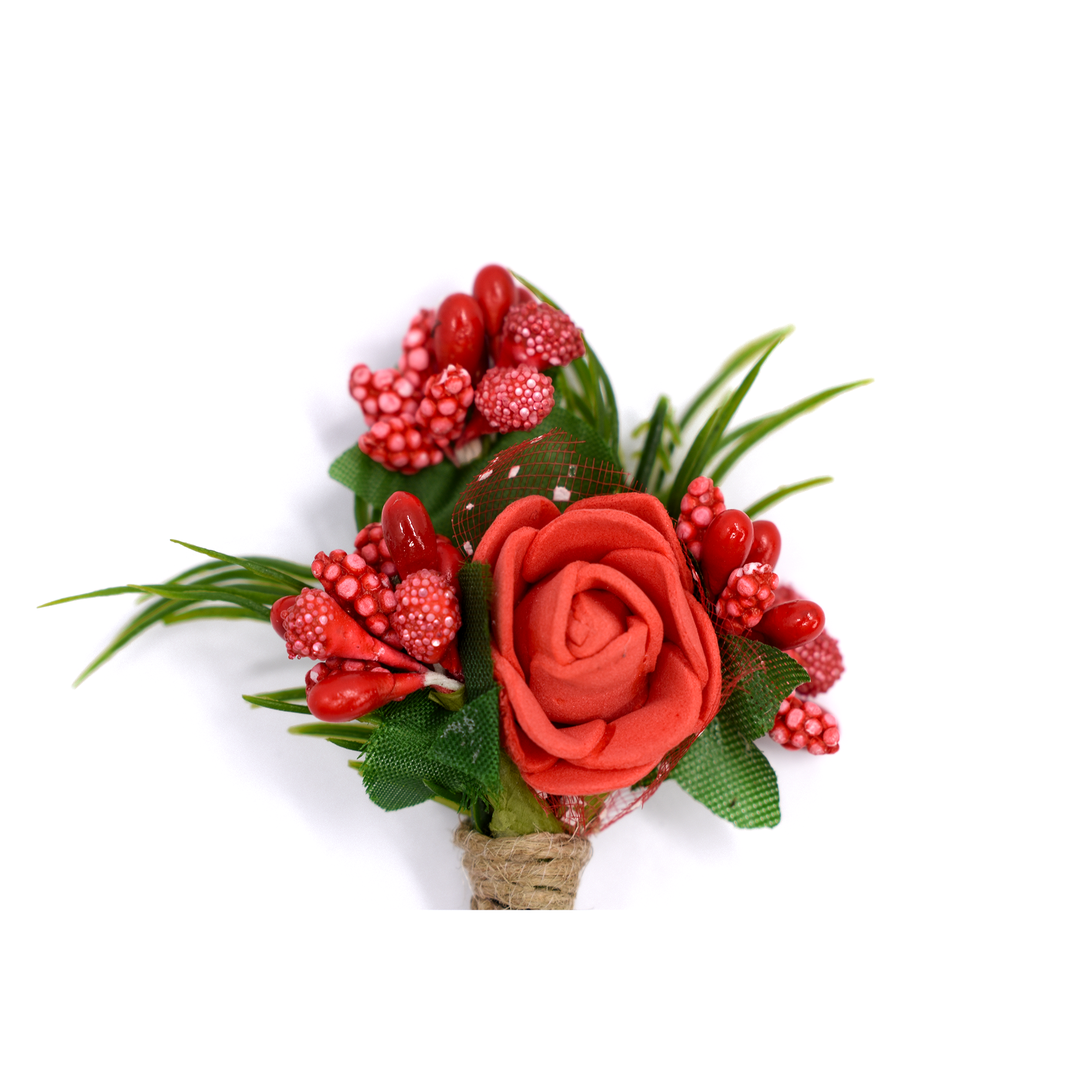 Bright Red Floral Brooch