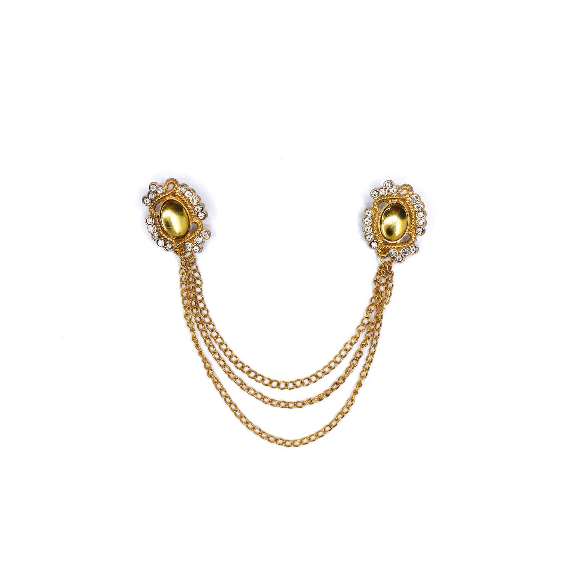 Golden Brass Brooch with Golden Glass Stones