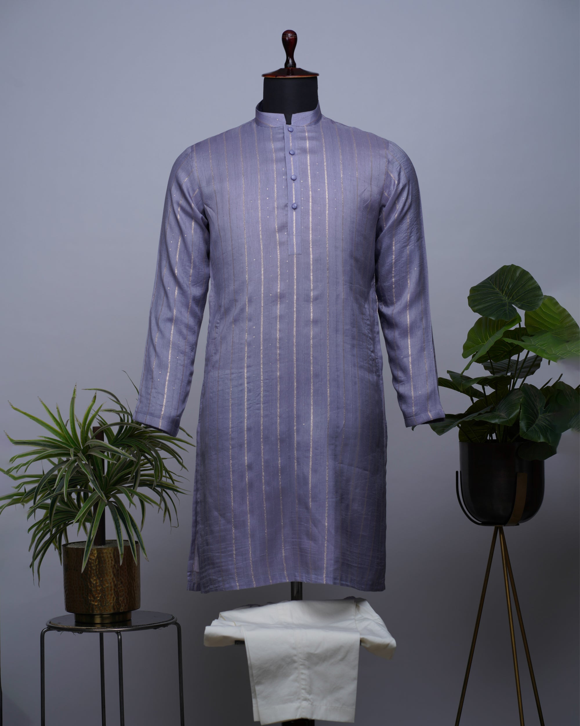 Purple Silk Kurta Set