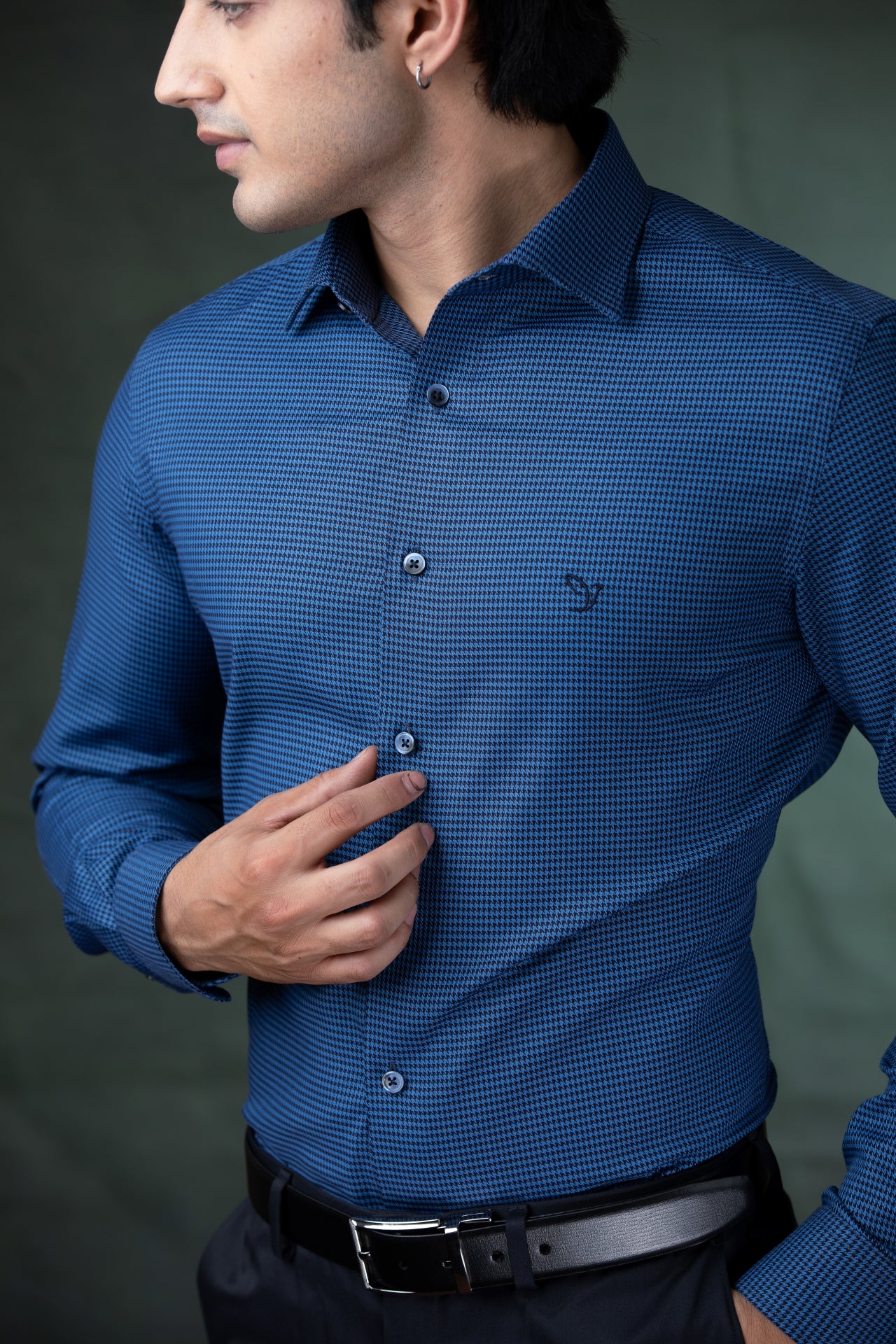 Blue and Black Houndstooth Shirt
