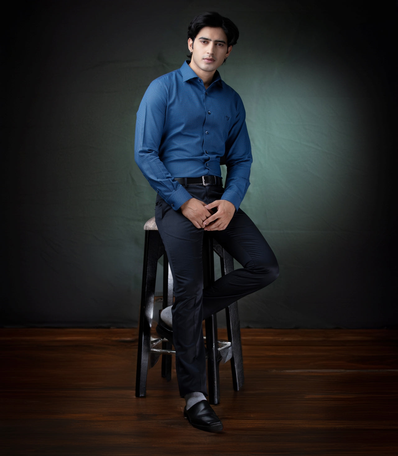 Blue and Black Houndstooth Shirt