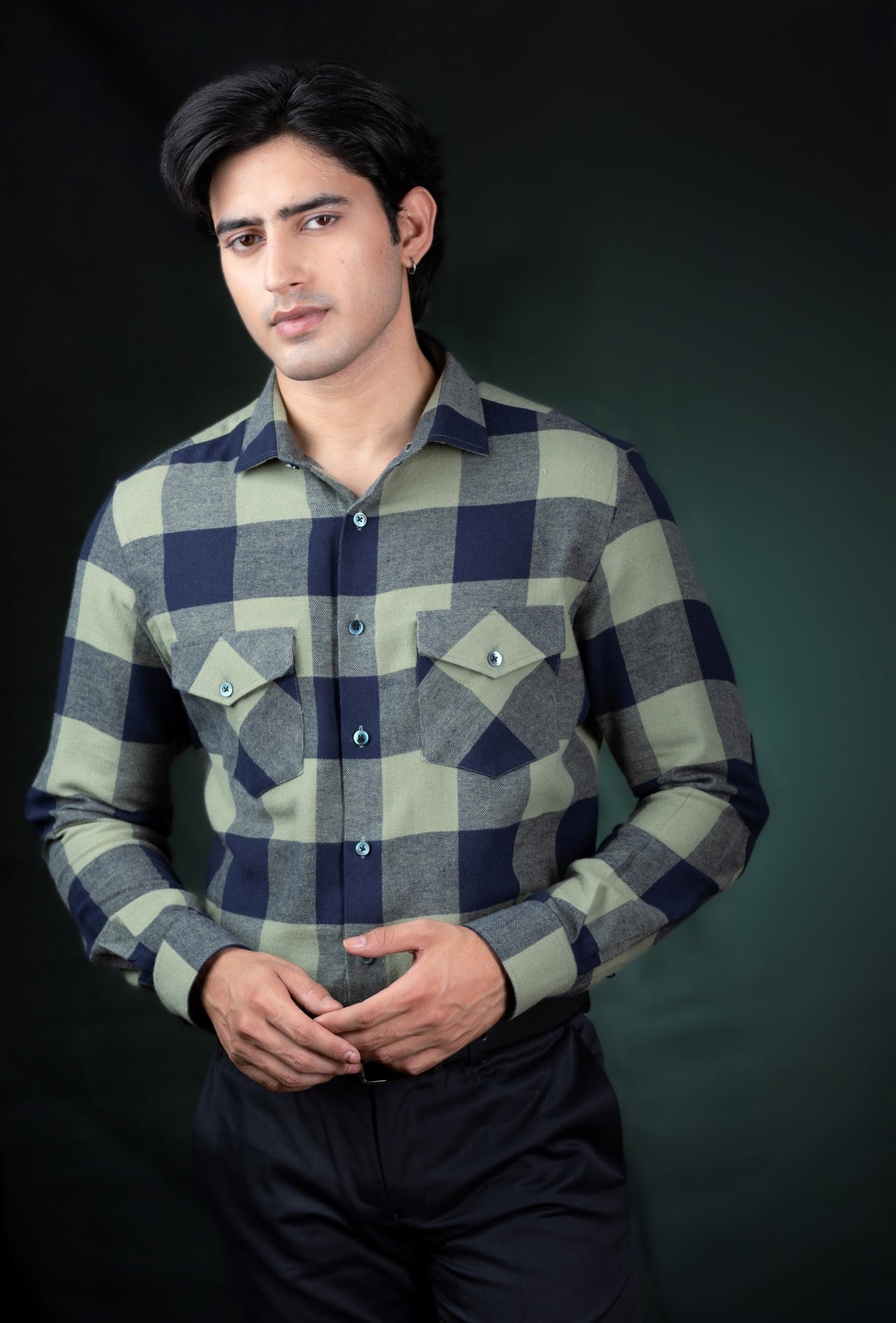 Green and Blue Check Shirt