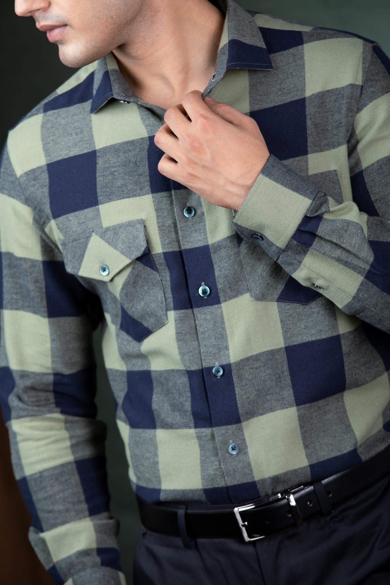 Green and Blue Check Shirt