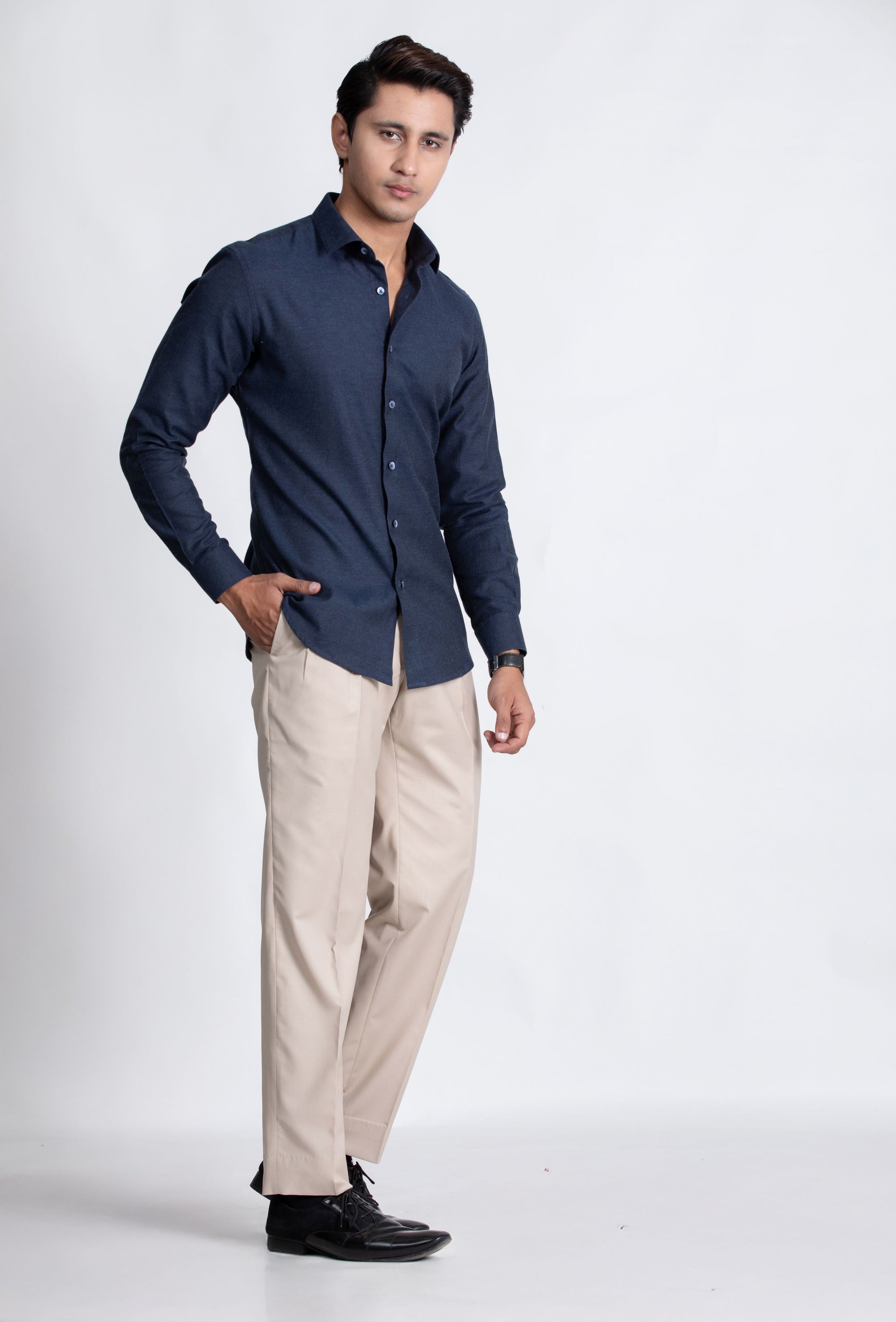 Blue Classic Shirt in Luxury Brushed Cotton