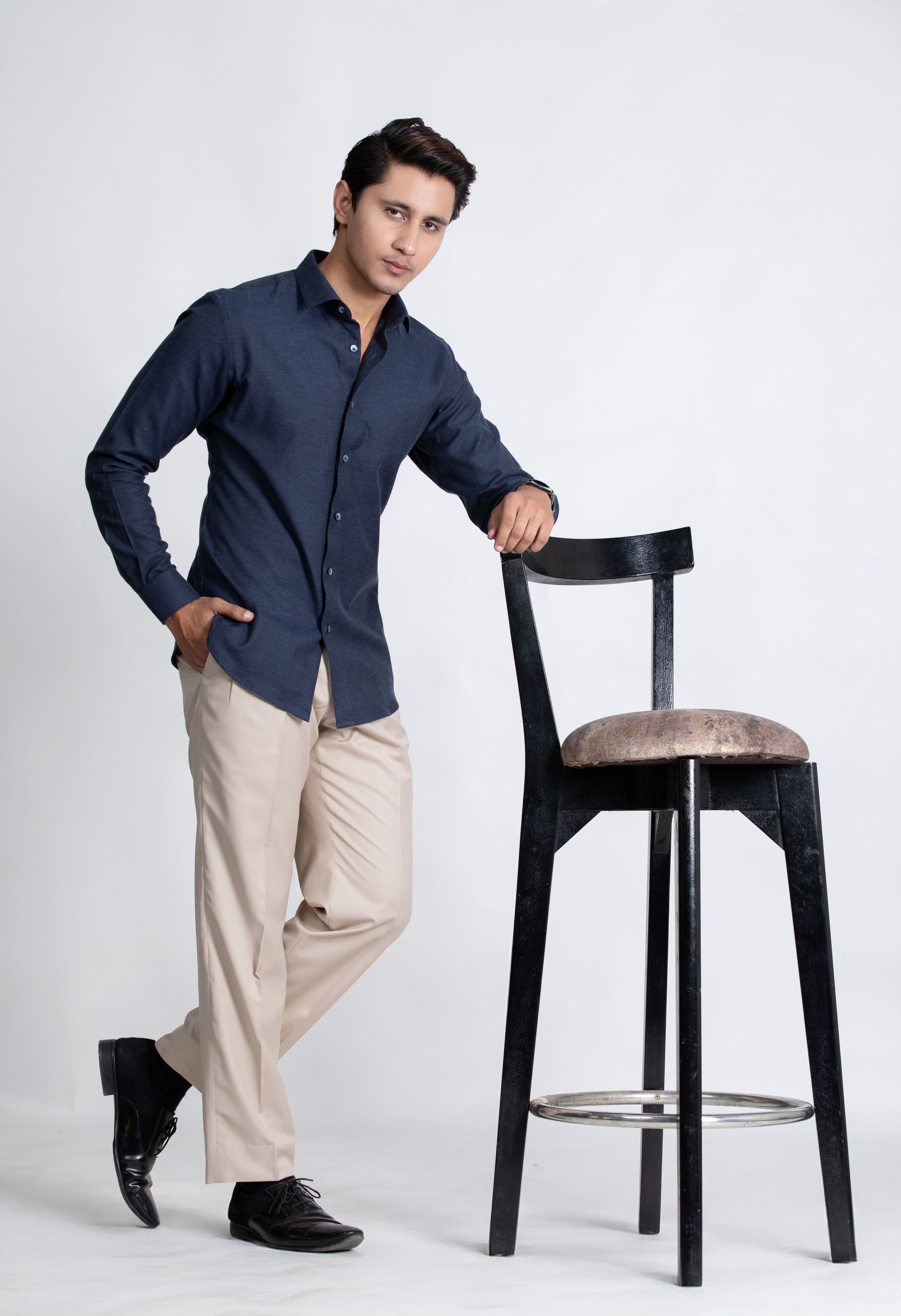 Blue Classic Shirt in Luxury Brushed Cotton
