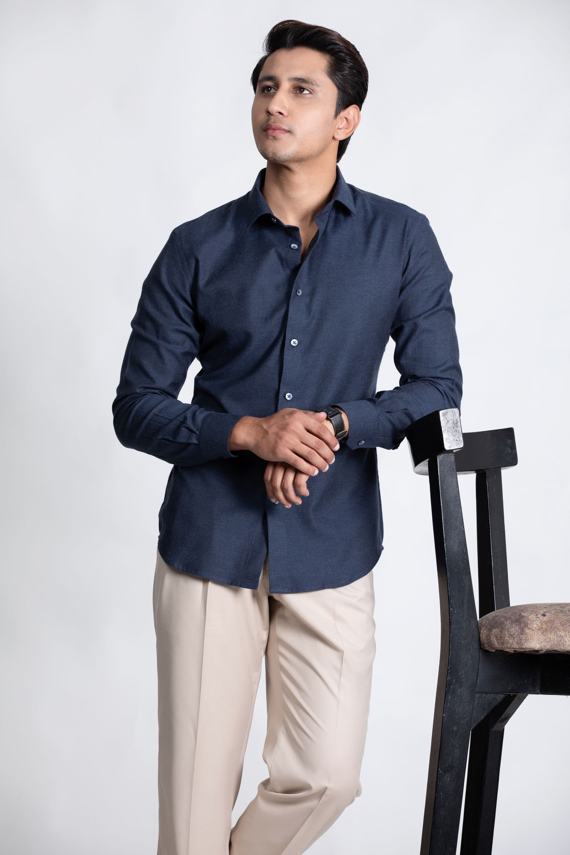 Blue Classic Shirt in Luxury Brushed Cotton