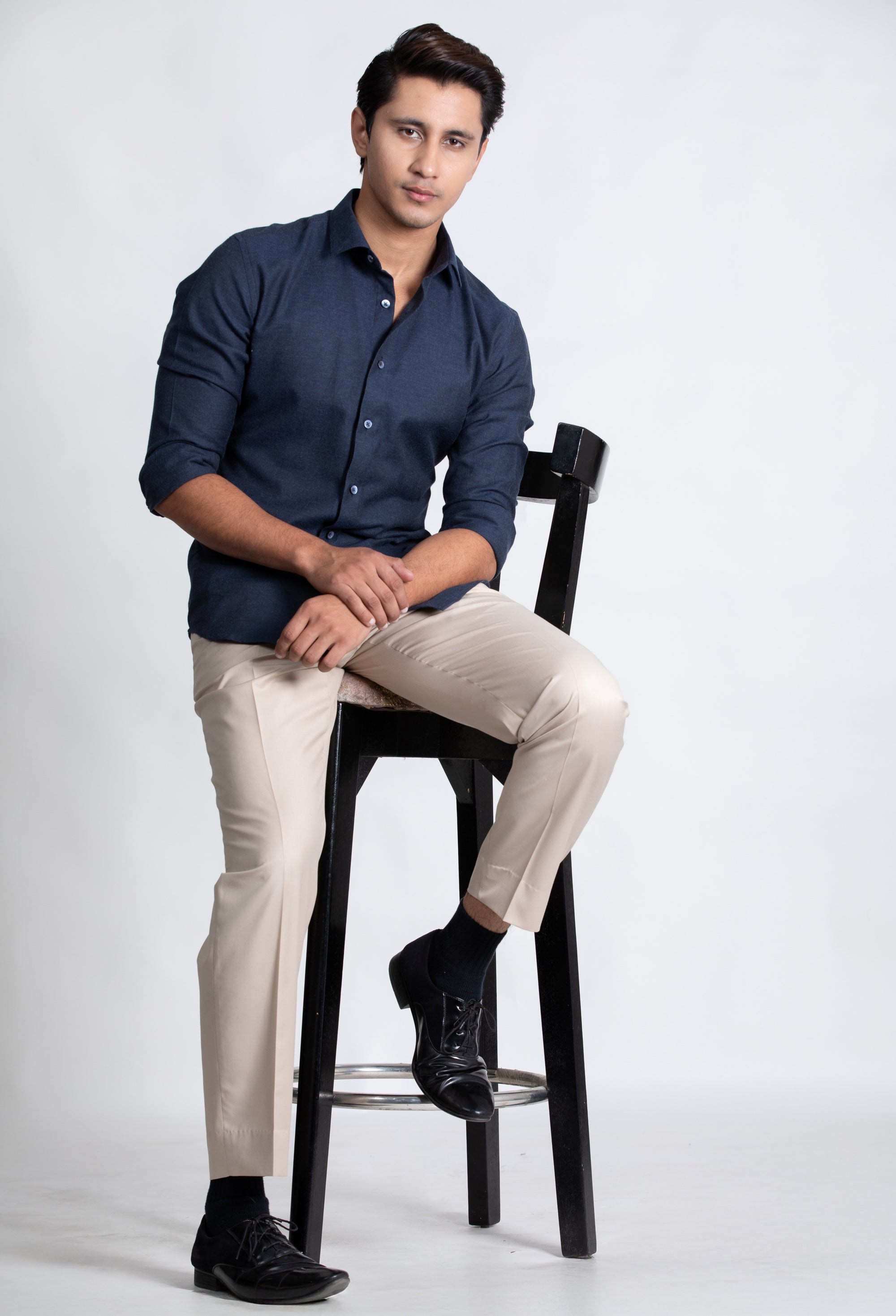 Blue Classic Shirt in Luxury Brushed Cotton