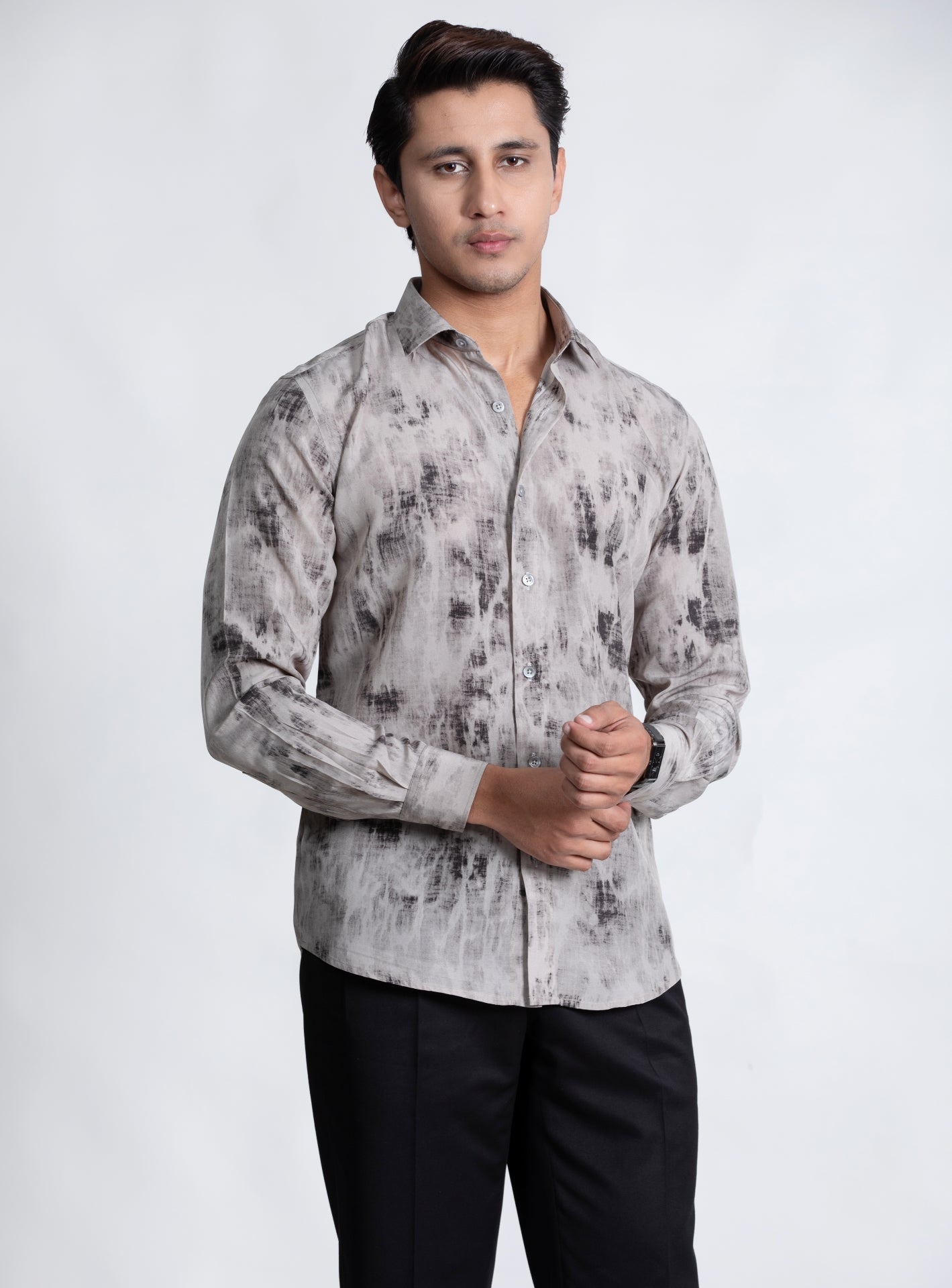 Grey Abstract Printed Shirt