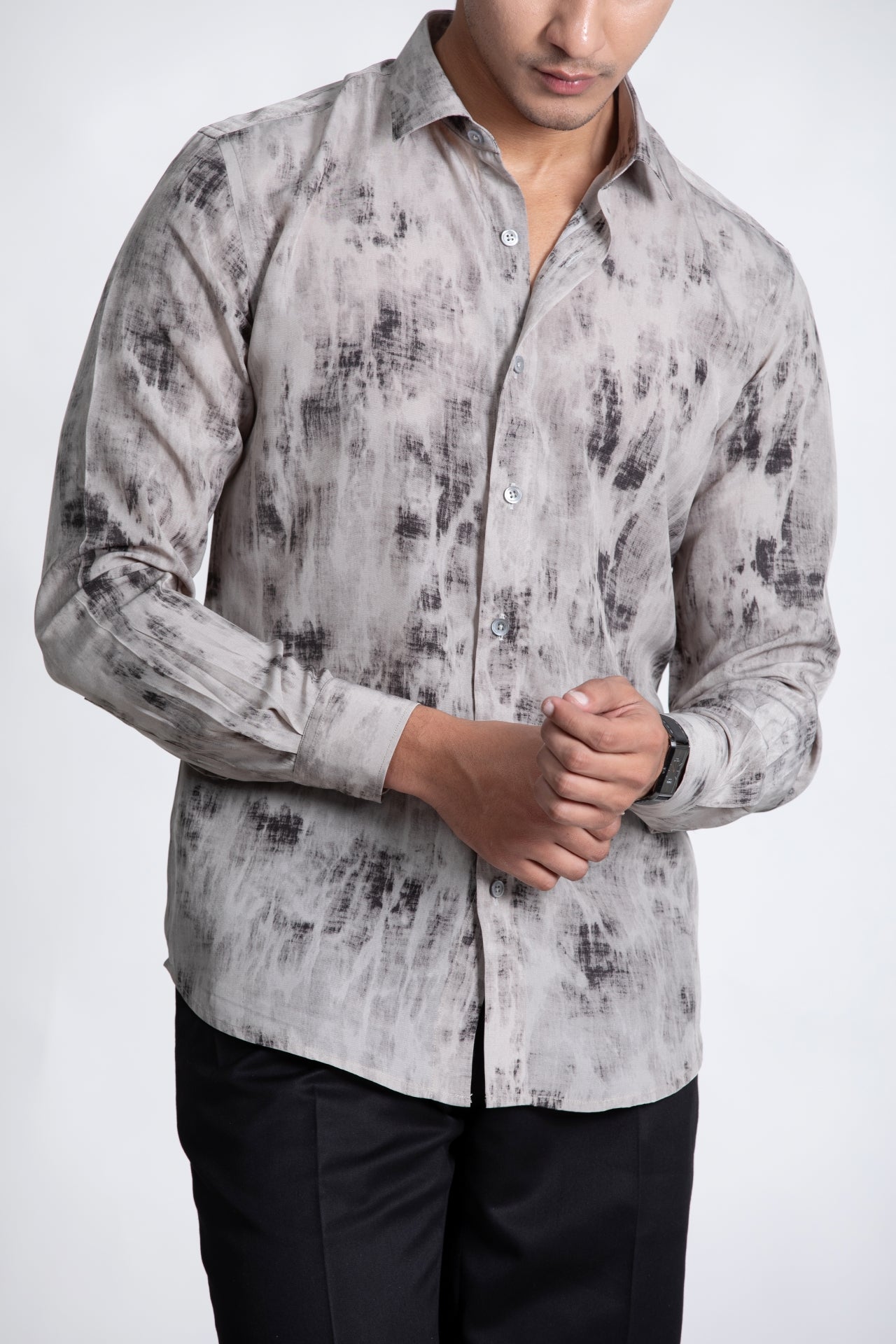 Grey Abstract Printed Shirt