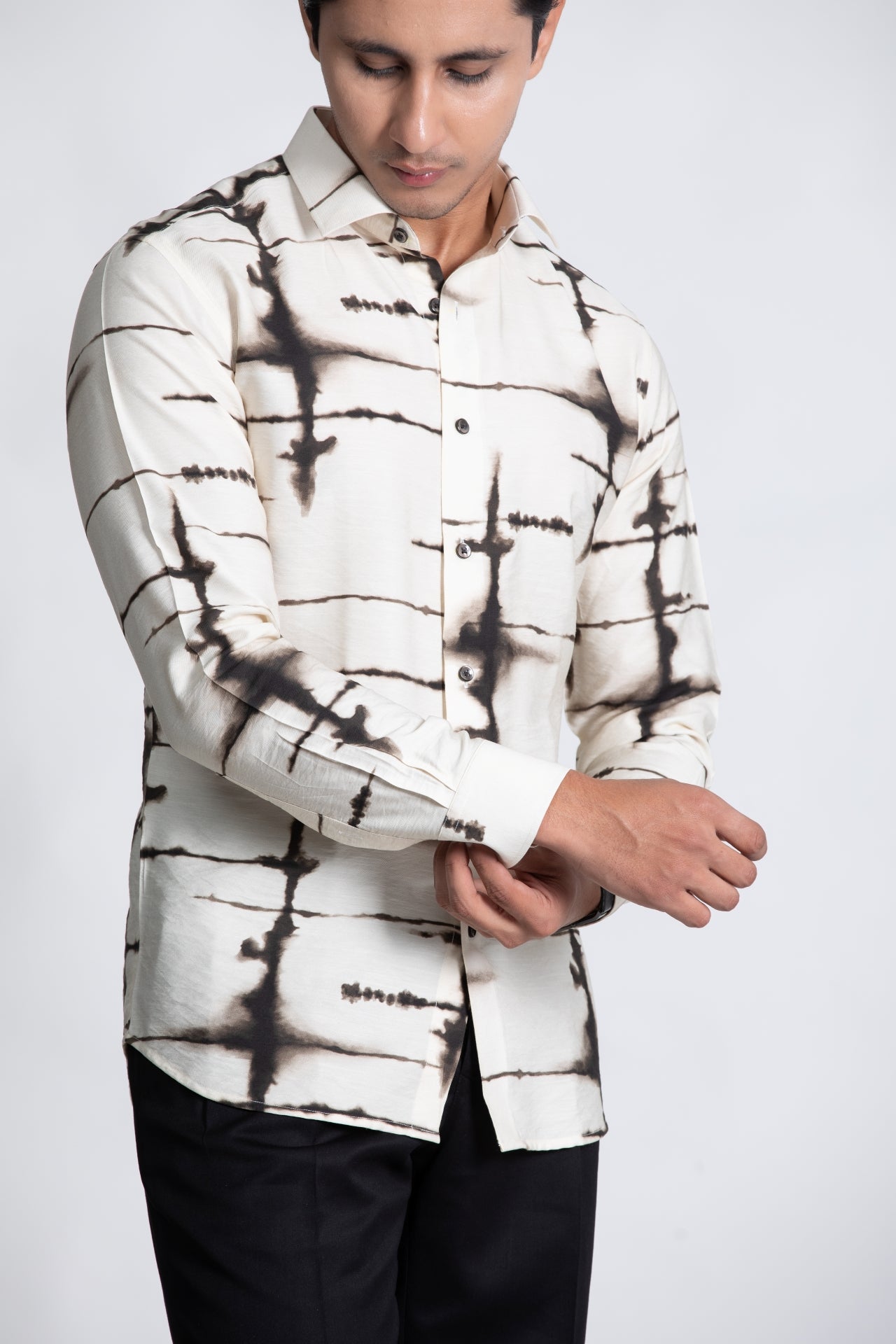 Cream Abstract Printed Shirt