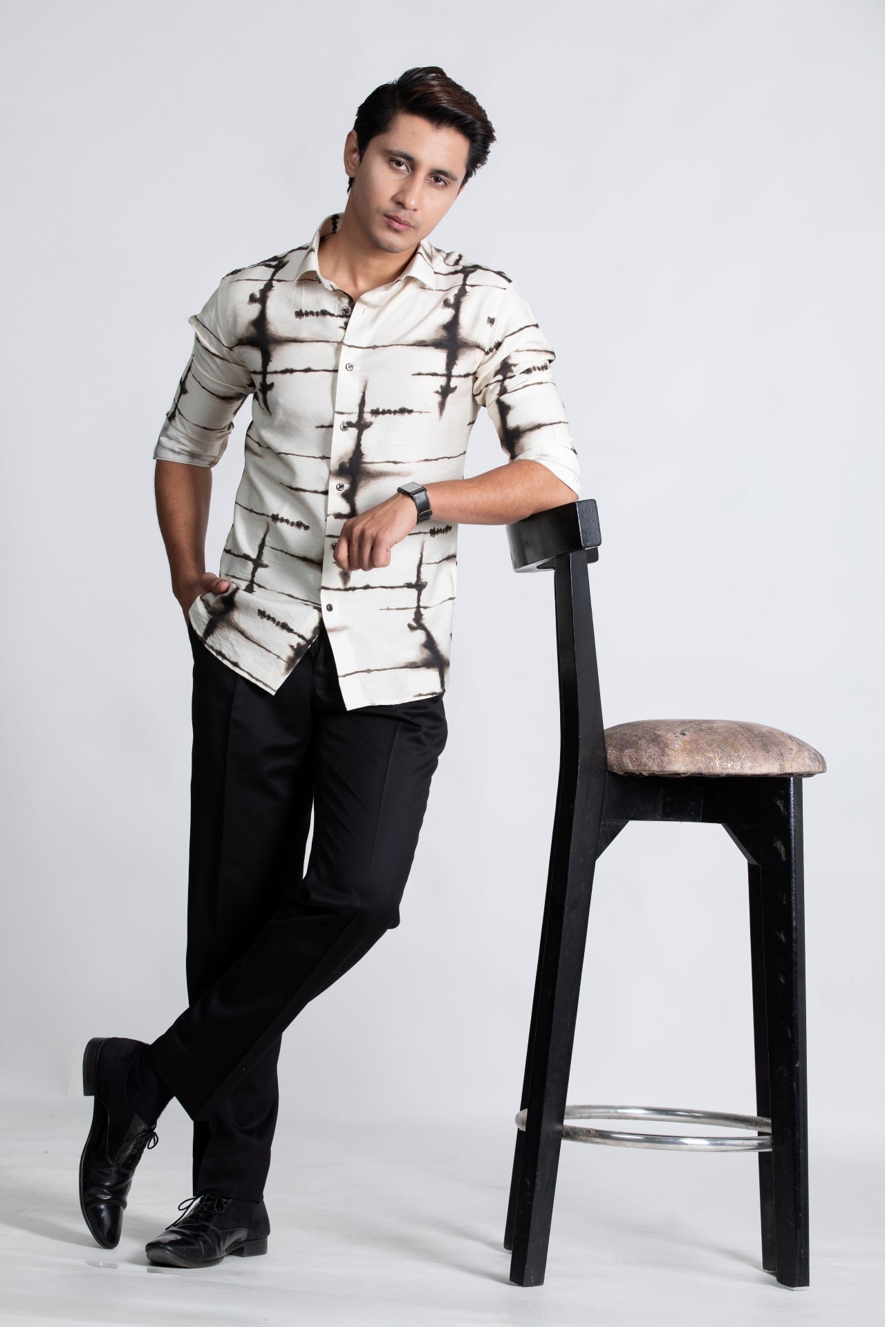 Cream Abstract Printed Shirt