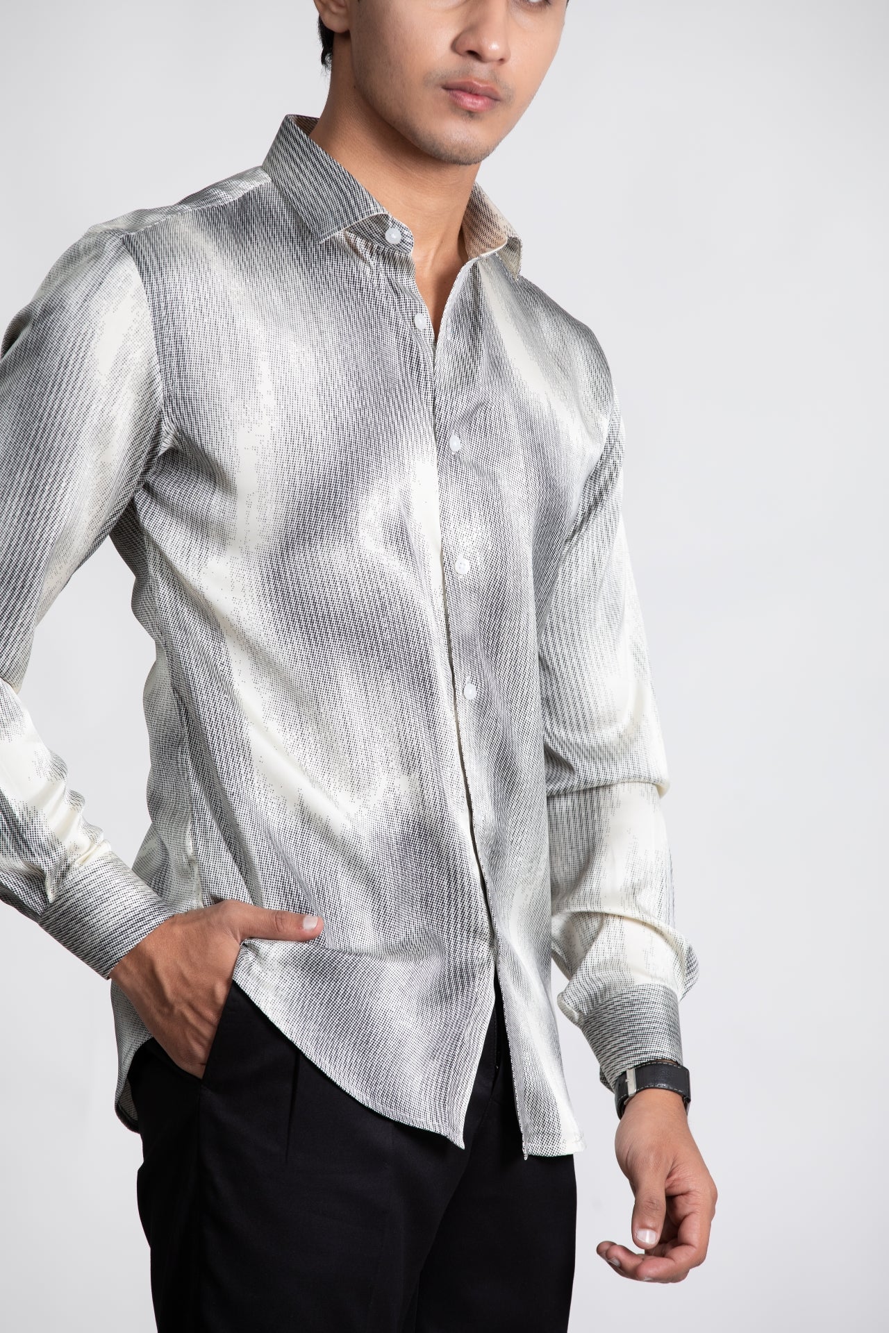 Cream Abstract Printed Shirt