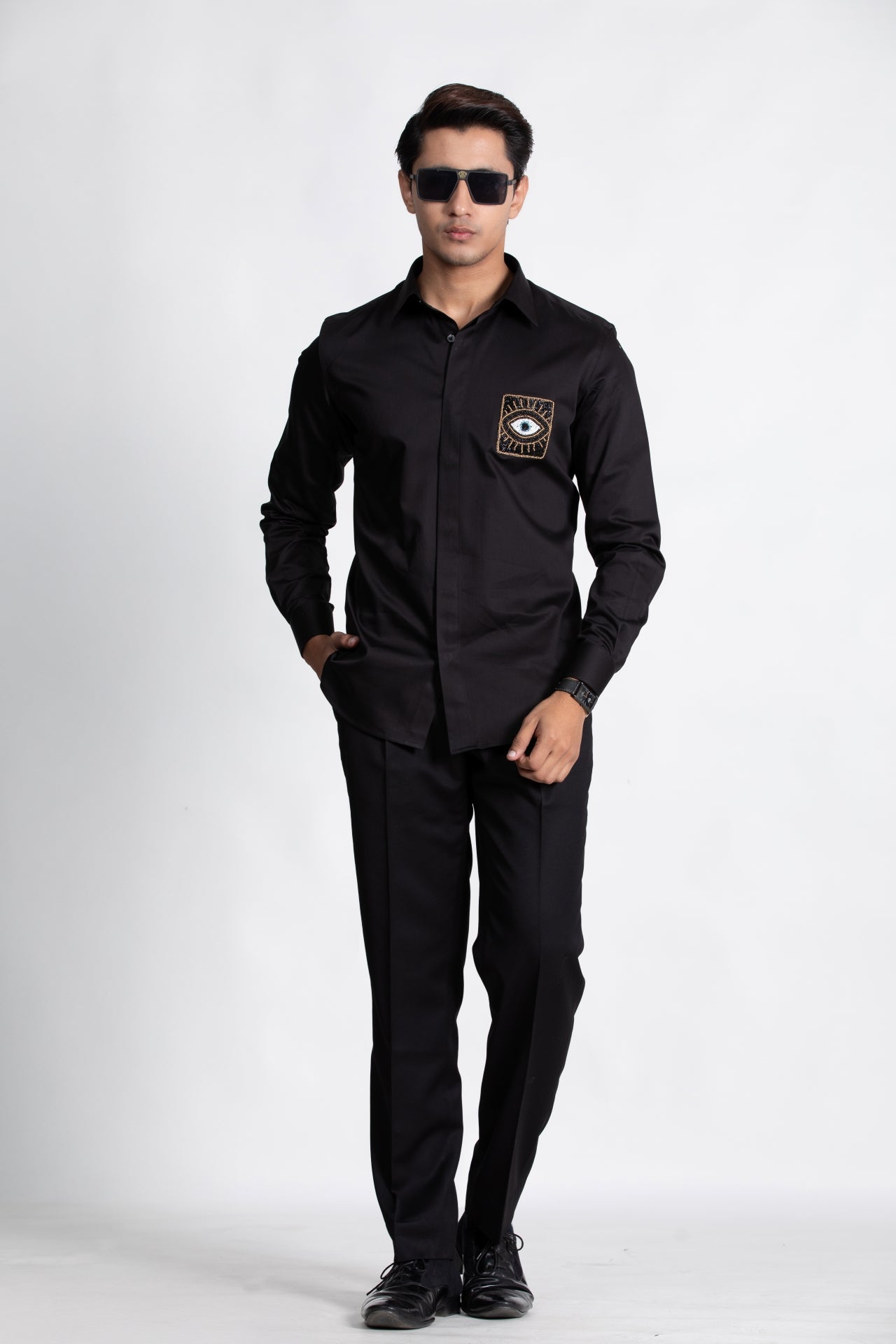 Black Shirt With Embroidery Concept Blue black-shirt-with-embroidery-concept-blue