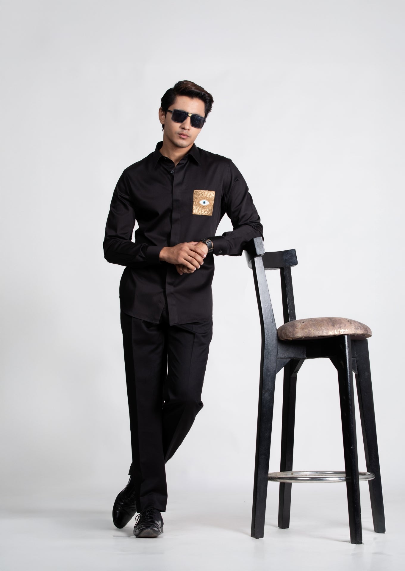 Black Shirt with Embroidery