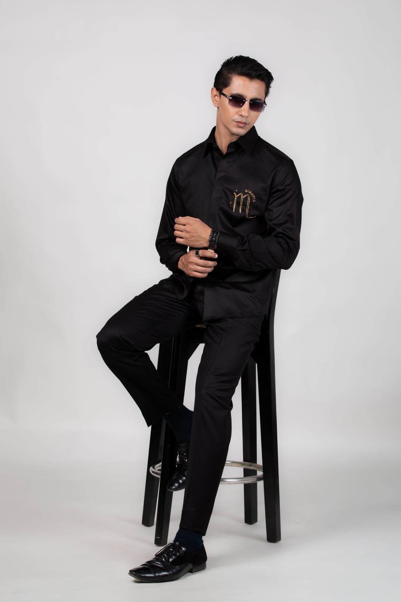 Scorpio Shirt (Oct 23 - Nov 21) - Hand Embroidered Black