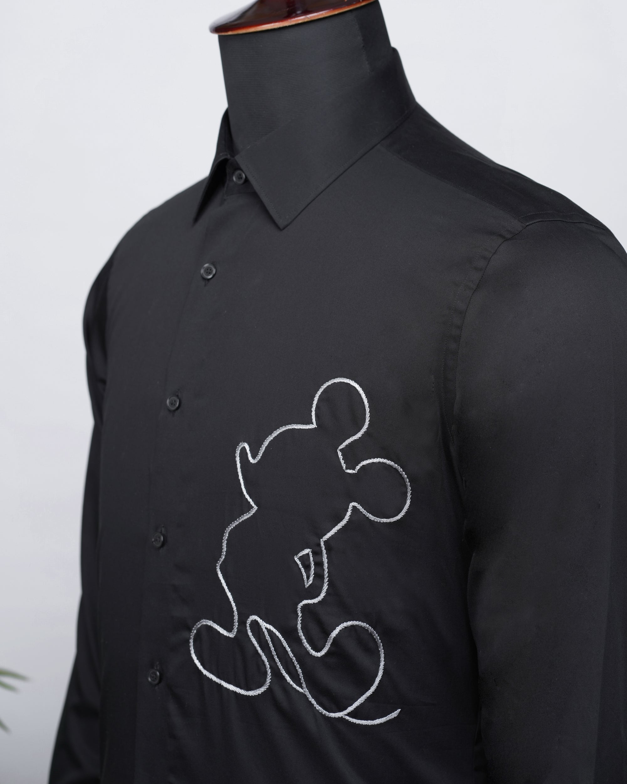 Black Shirt with Hand-Embroidery