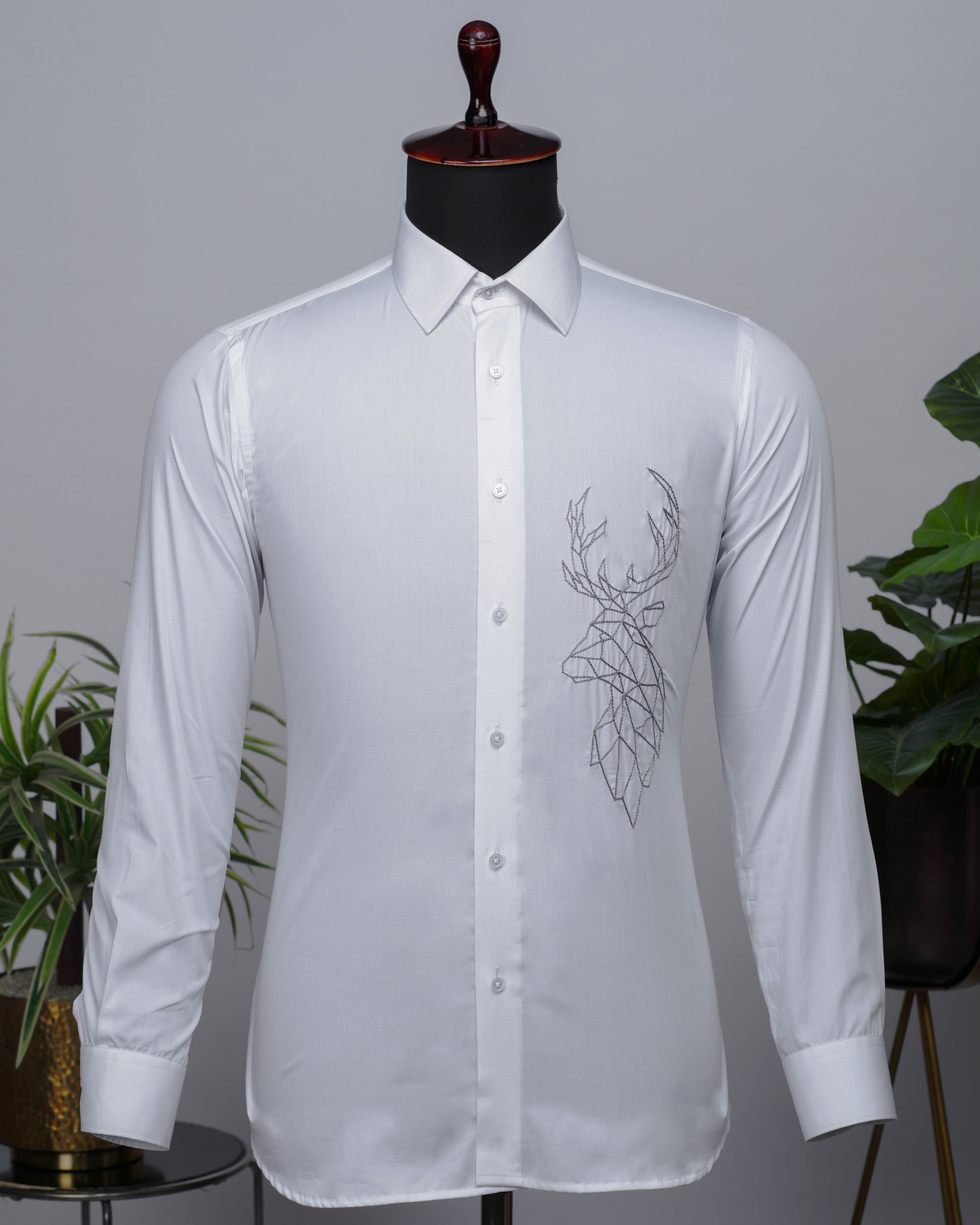 White Shirt with Hand-Embroidery