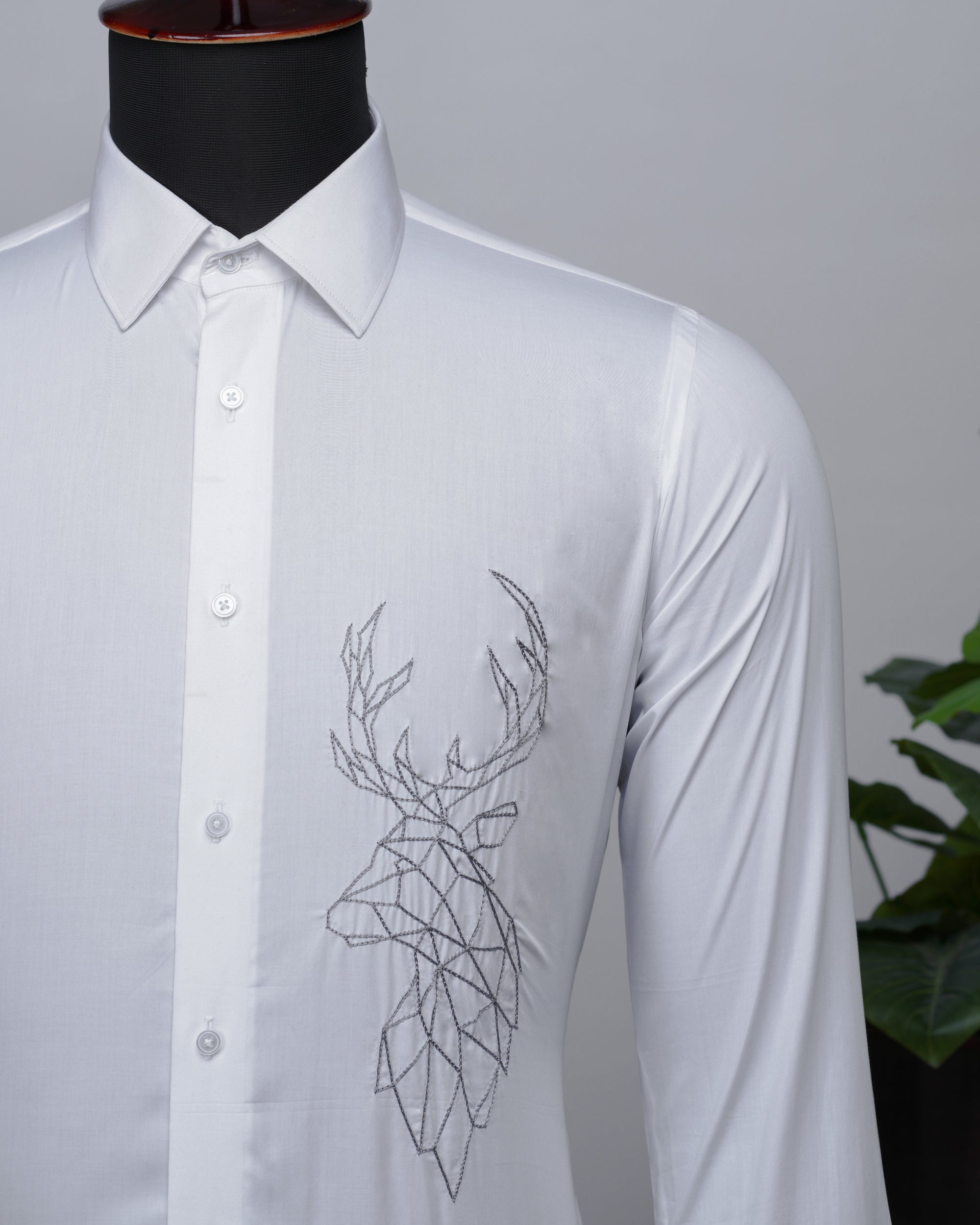 White Shirt with Hand-Embroidery