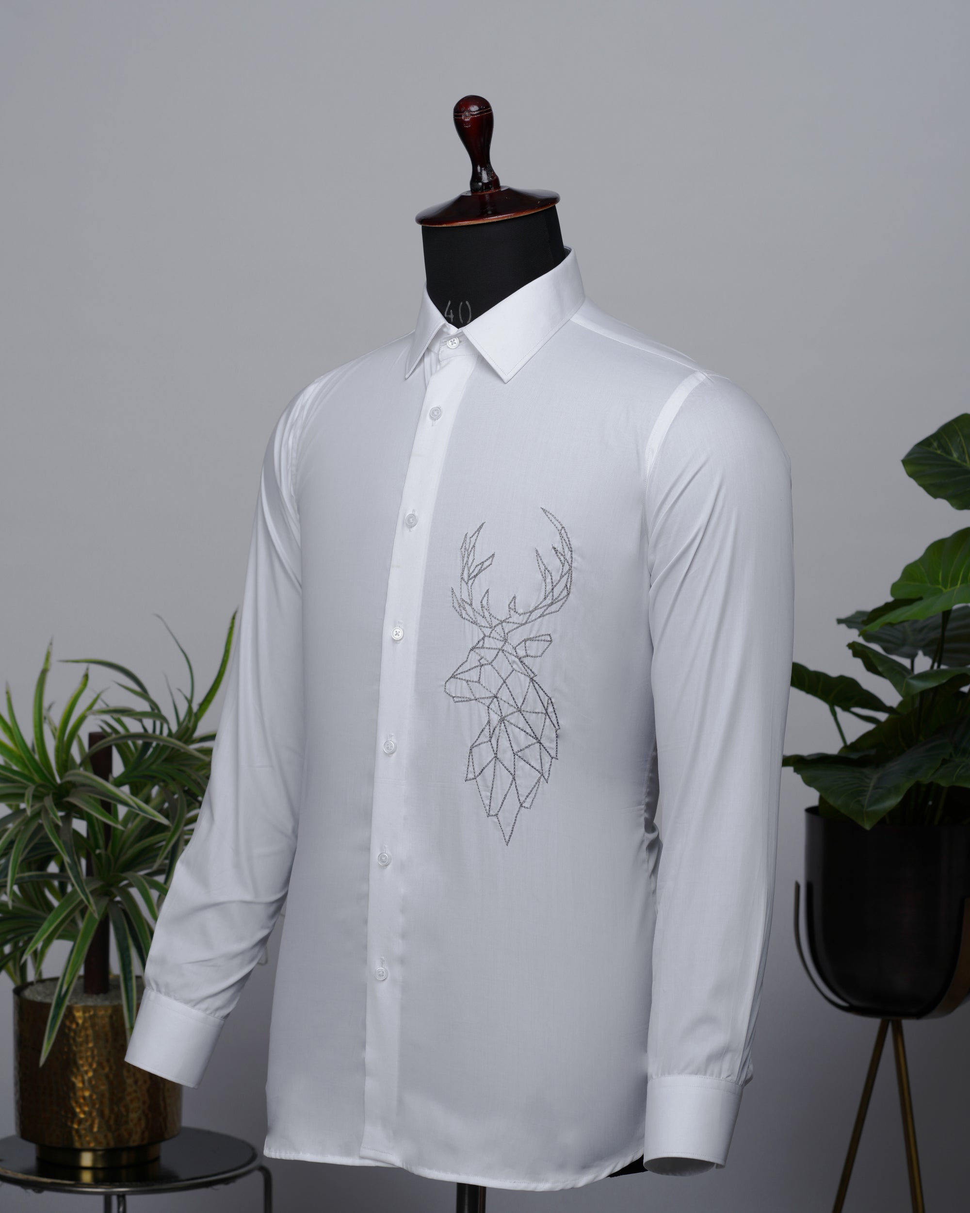 White Shirt with Hand-Embroidery