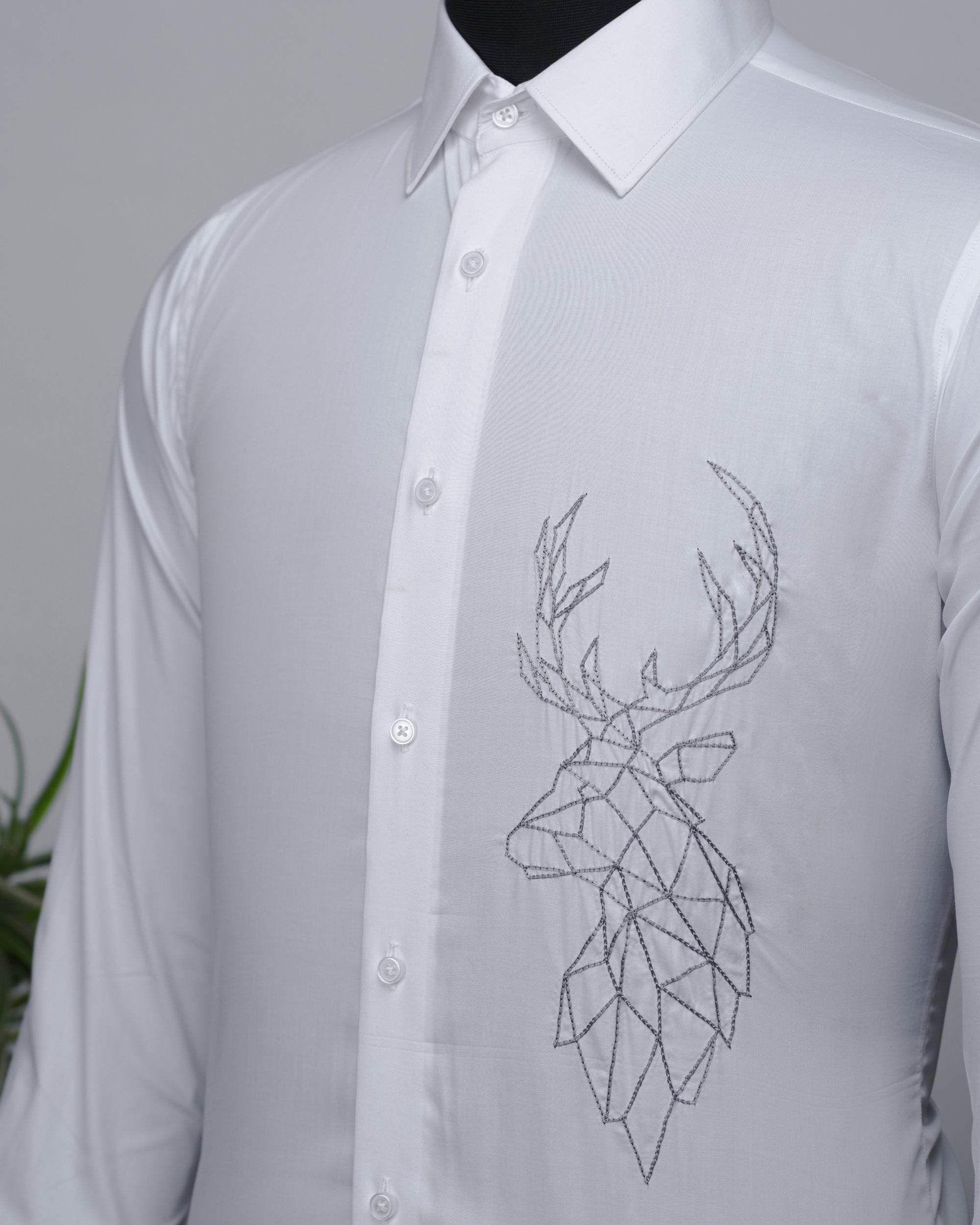 White Shirt with Hand-Embroidery