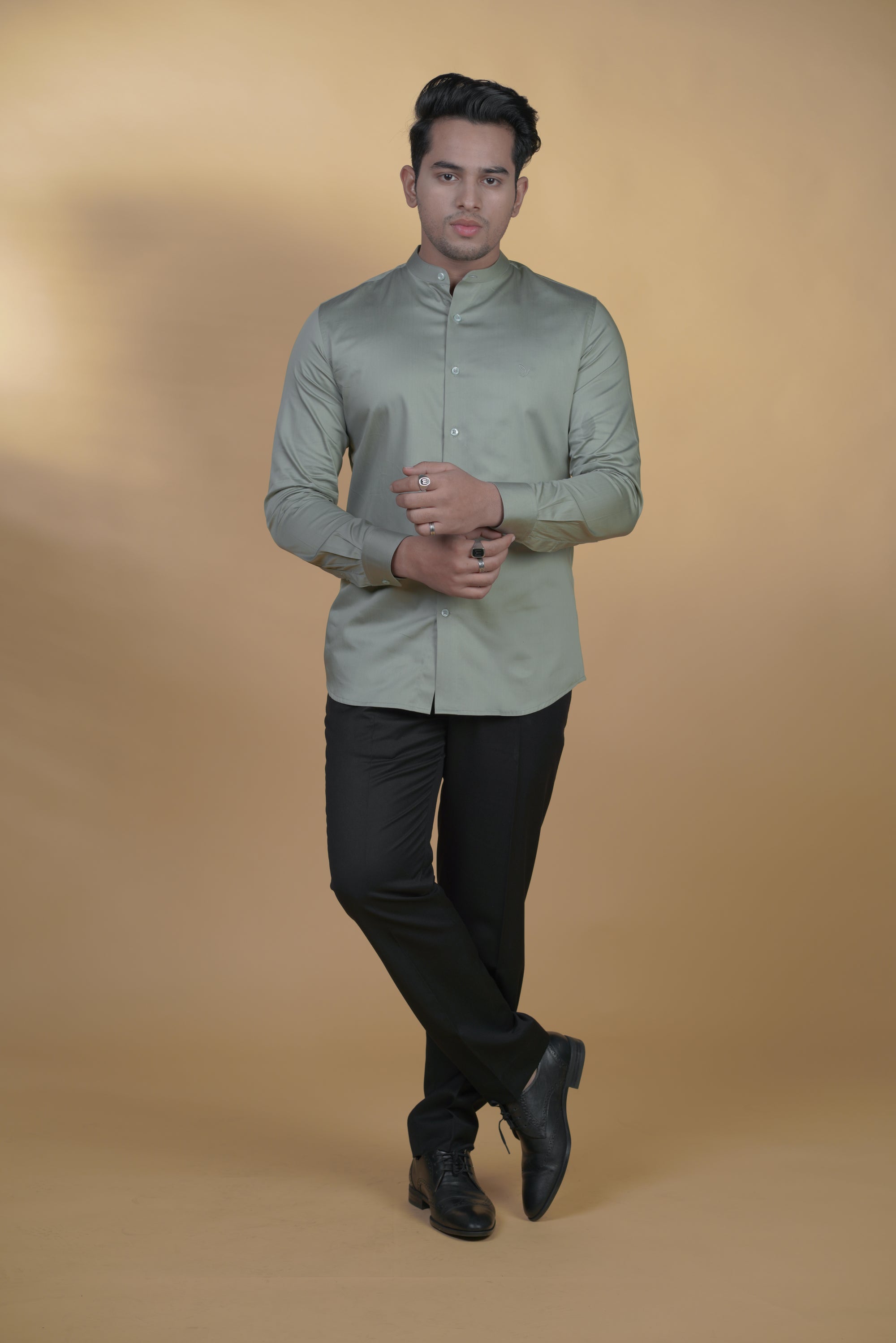 Safari Green Classic Shirt in Luxury Cotton