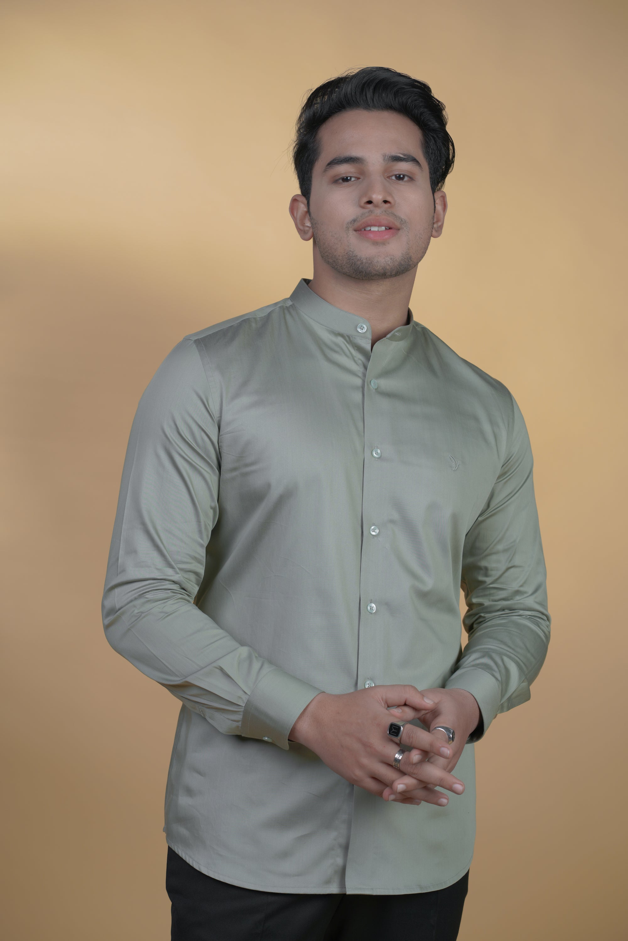 Safari Green Classic Shirt in Luxury Cotton