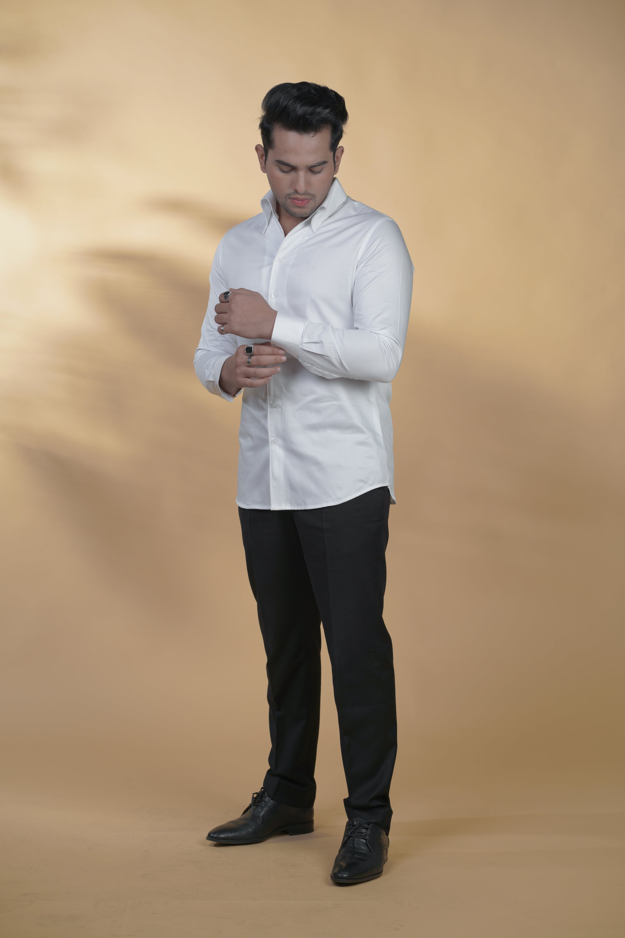 One-Piece Collar White Classic Shirt in Luxury Cotton