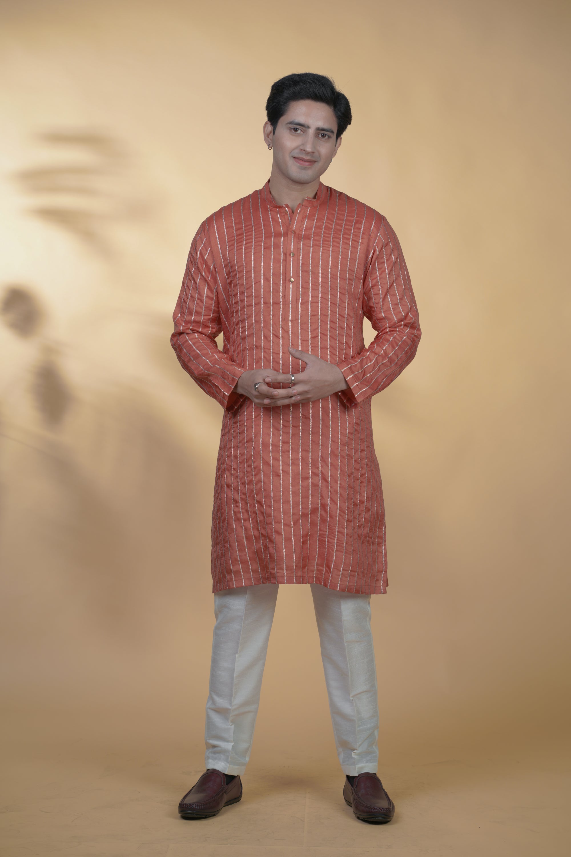 Rust Silk Kurta Set