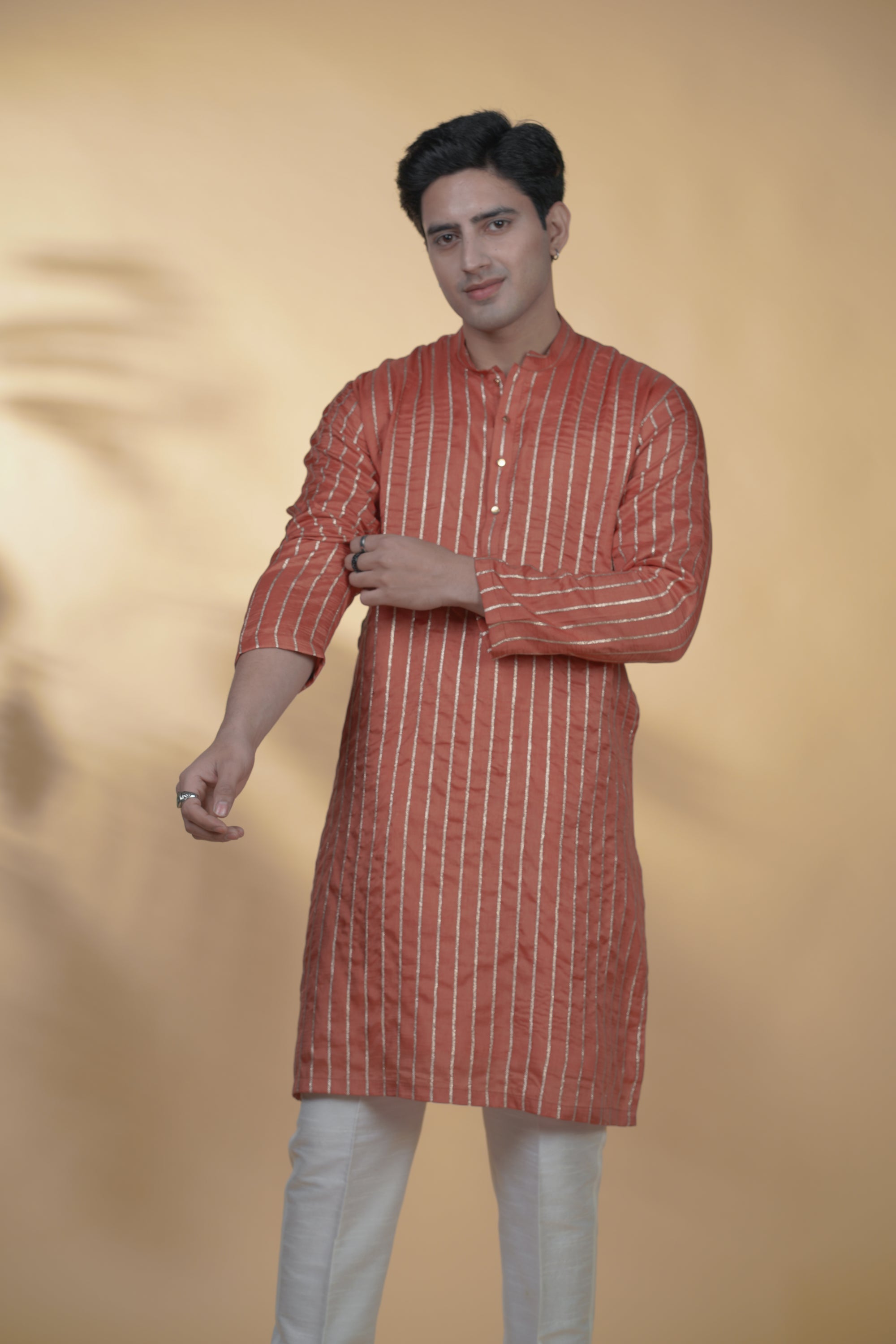 Rust Silk Kurta Set