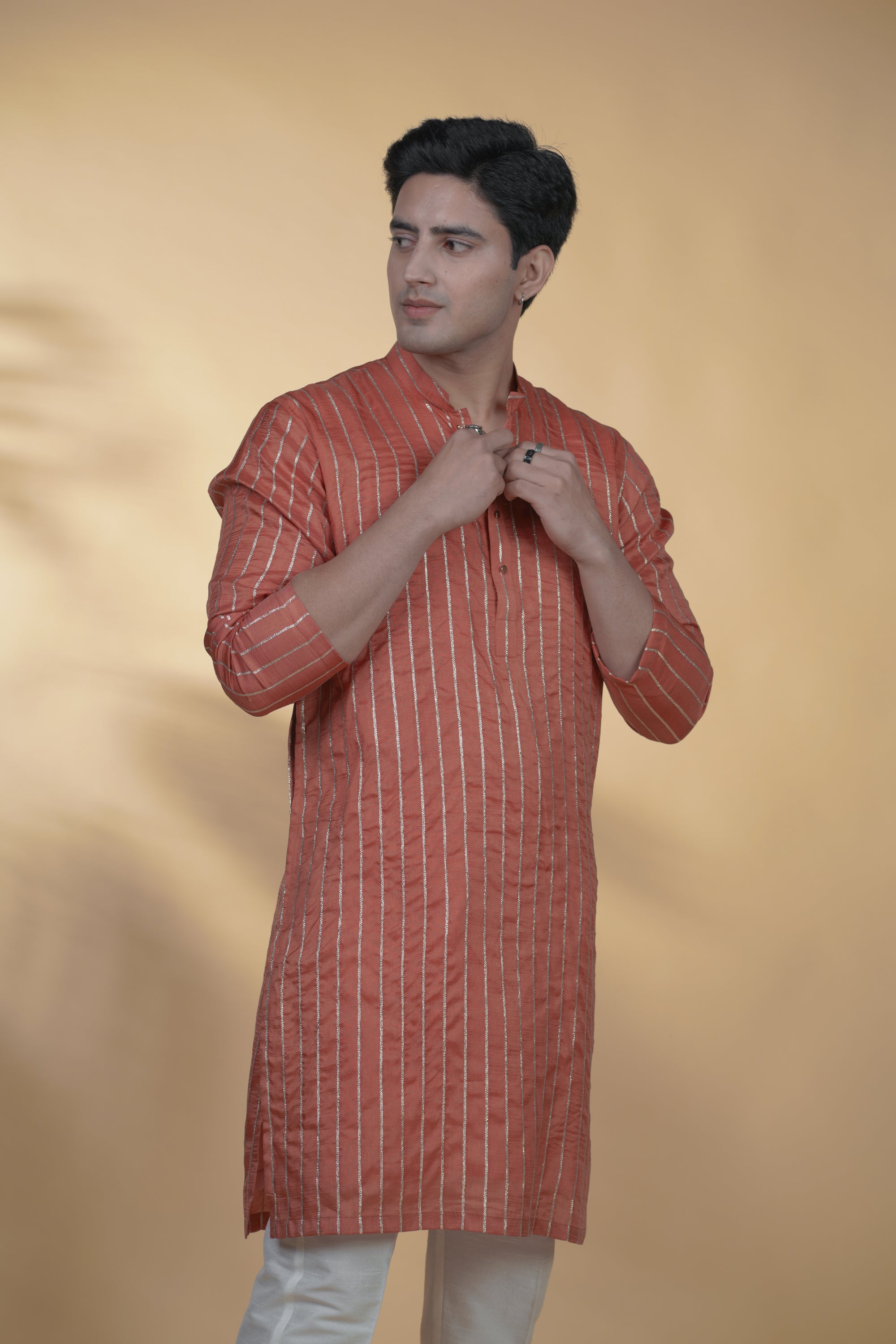 Rust Silk Kurta Set