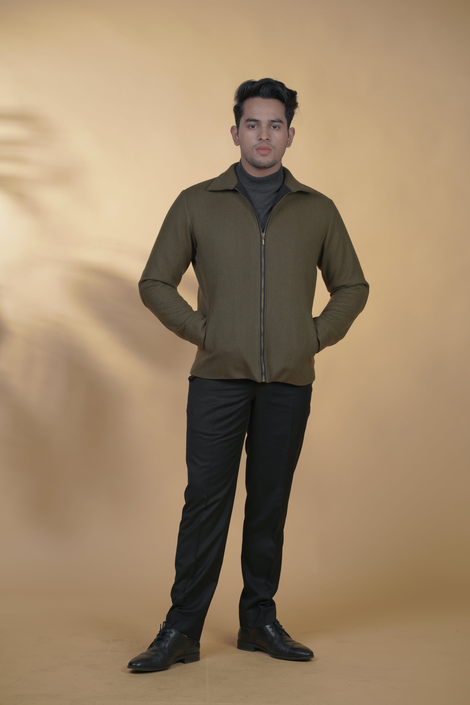 Mehandi Green Zipper Jacket
