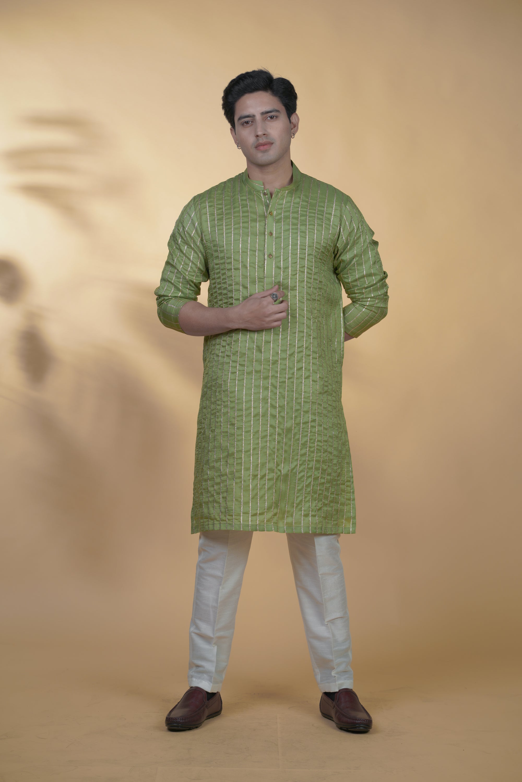 Green Silk Kurta Set