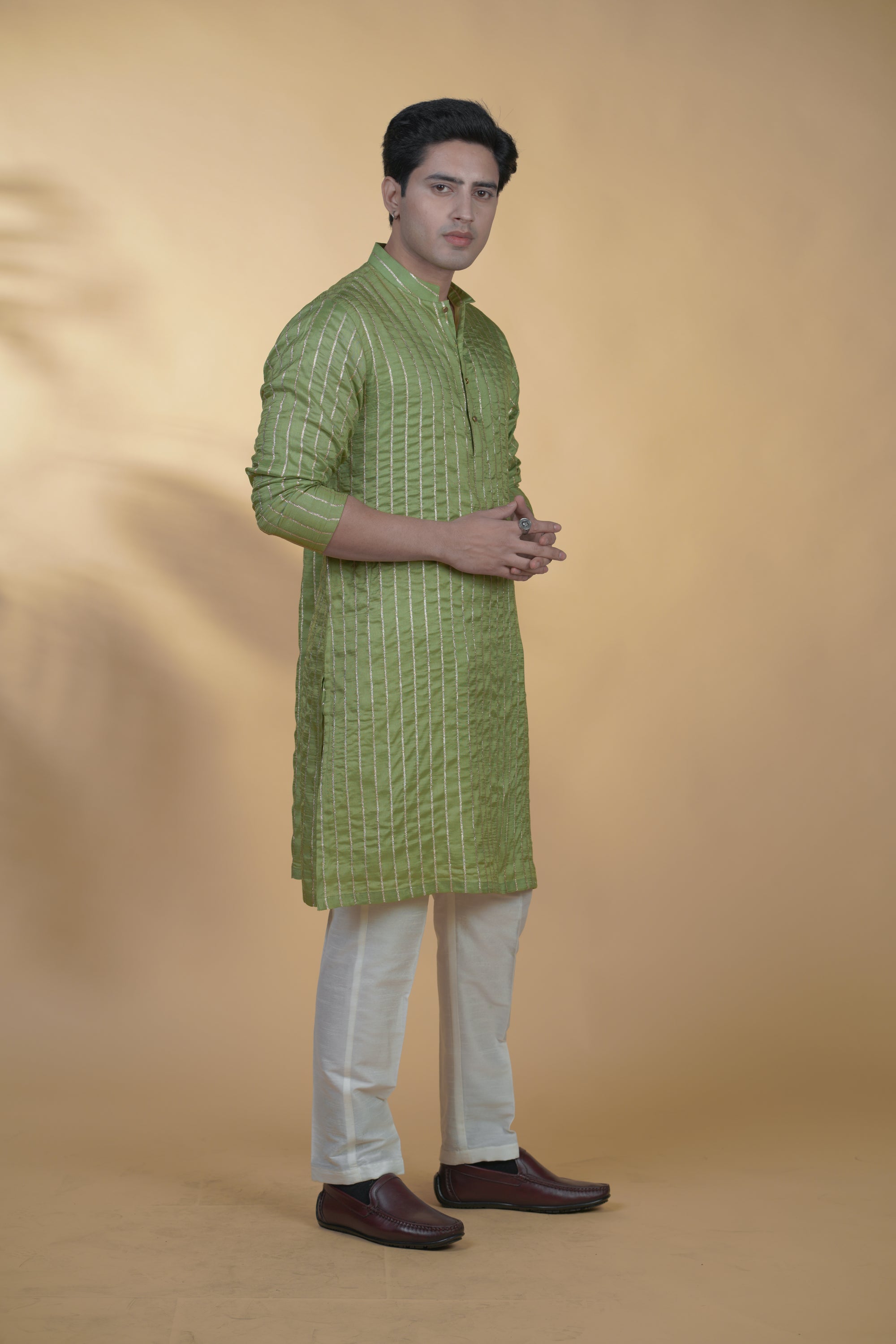 Green Silk Kurta Set
