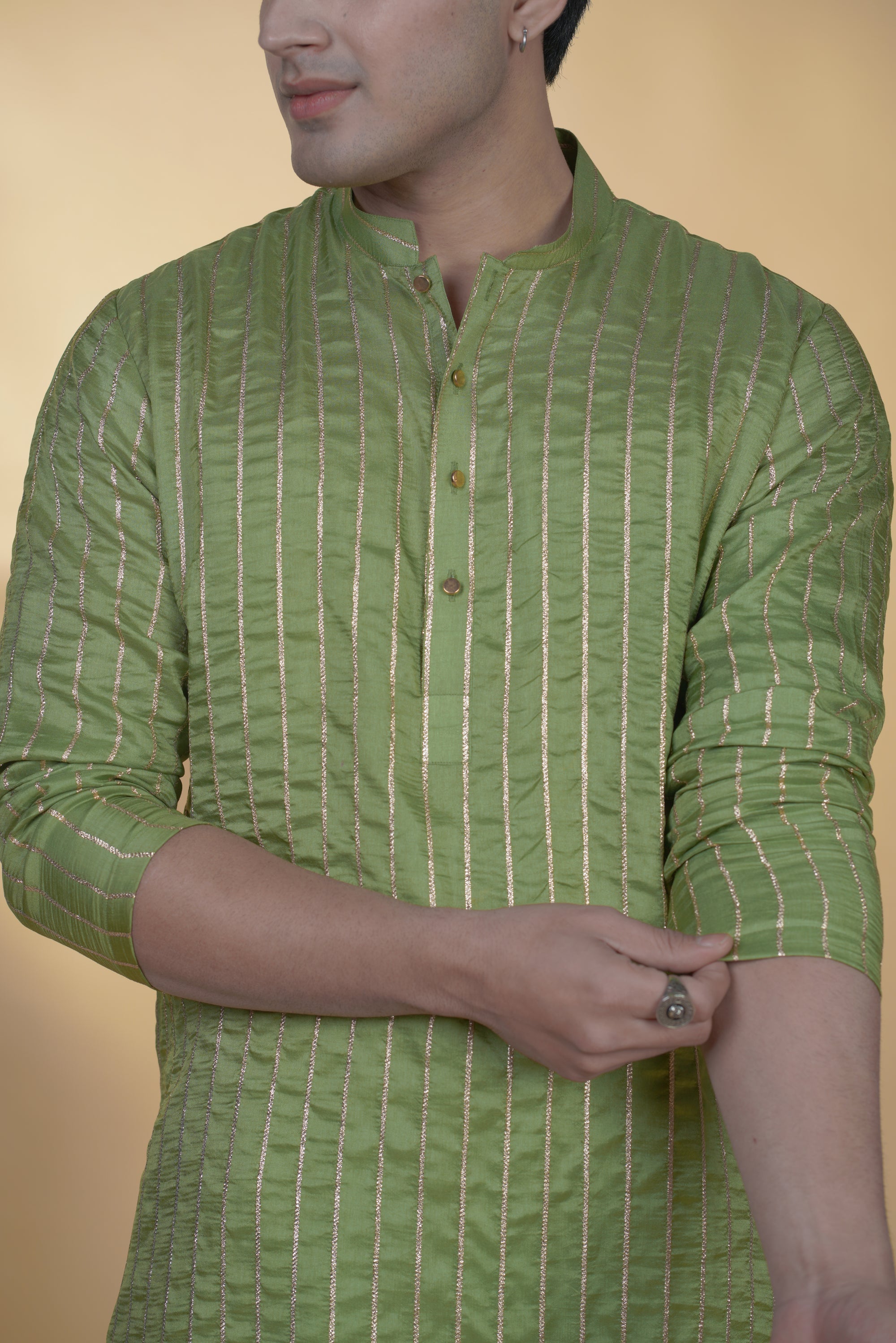Green Silk Kurta Set