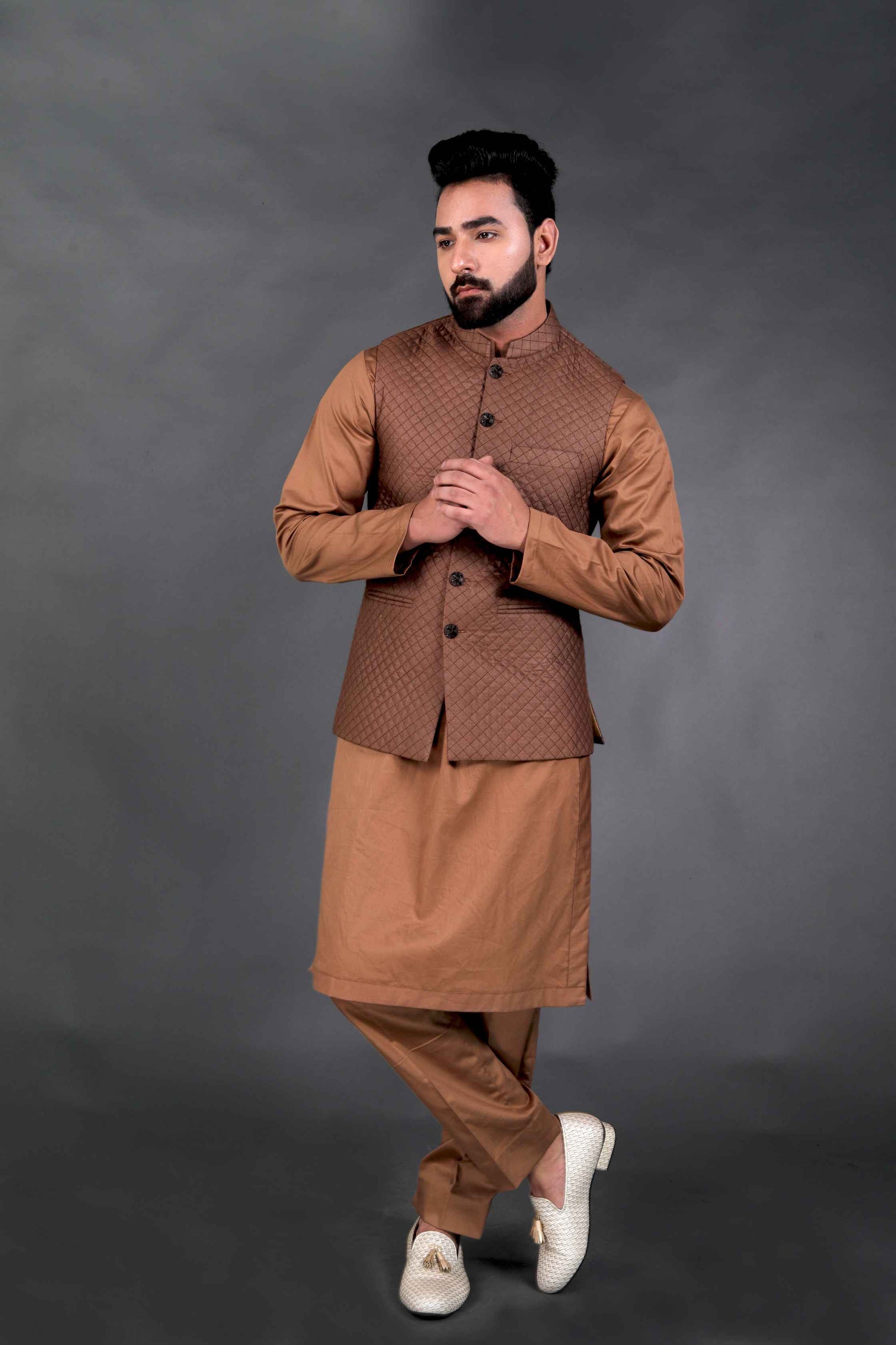 Quilted Silk Brown Bundi Jacket
