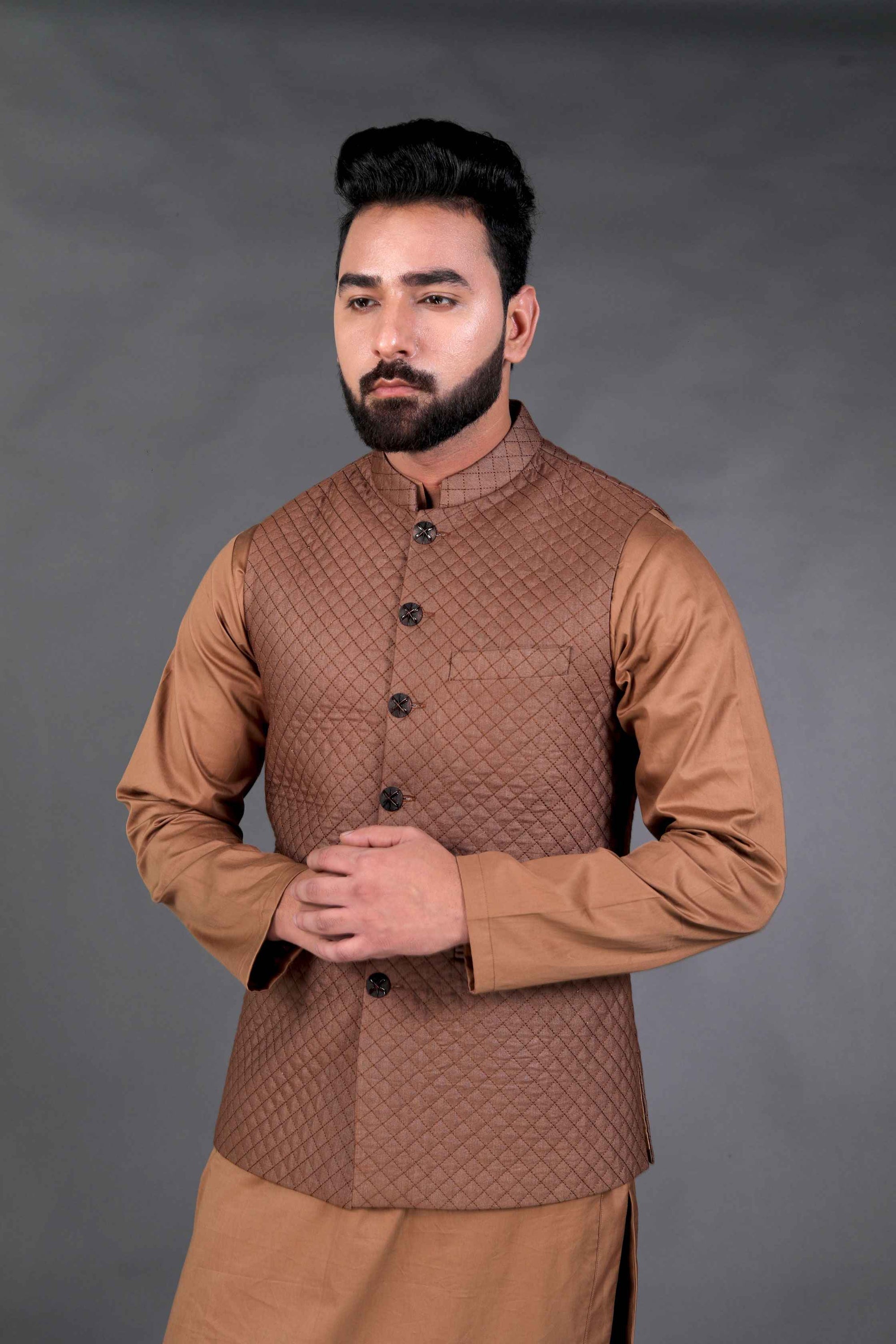 Quilted Silk Brown Bundi Jacket