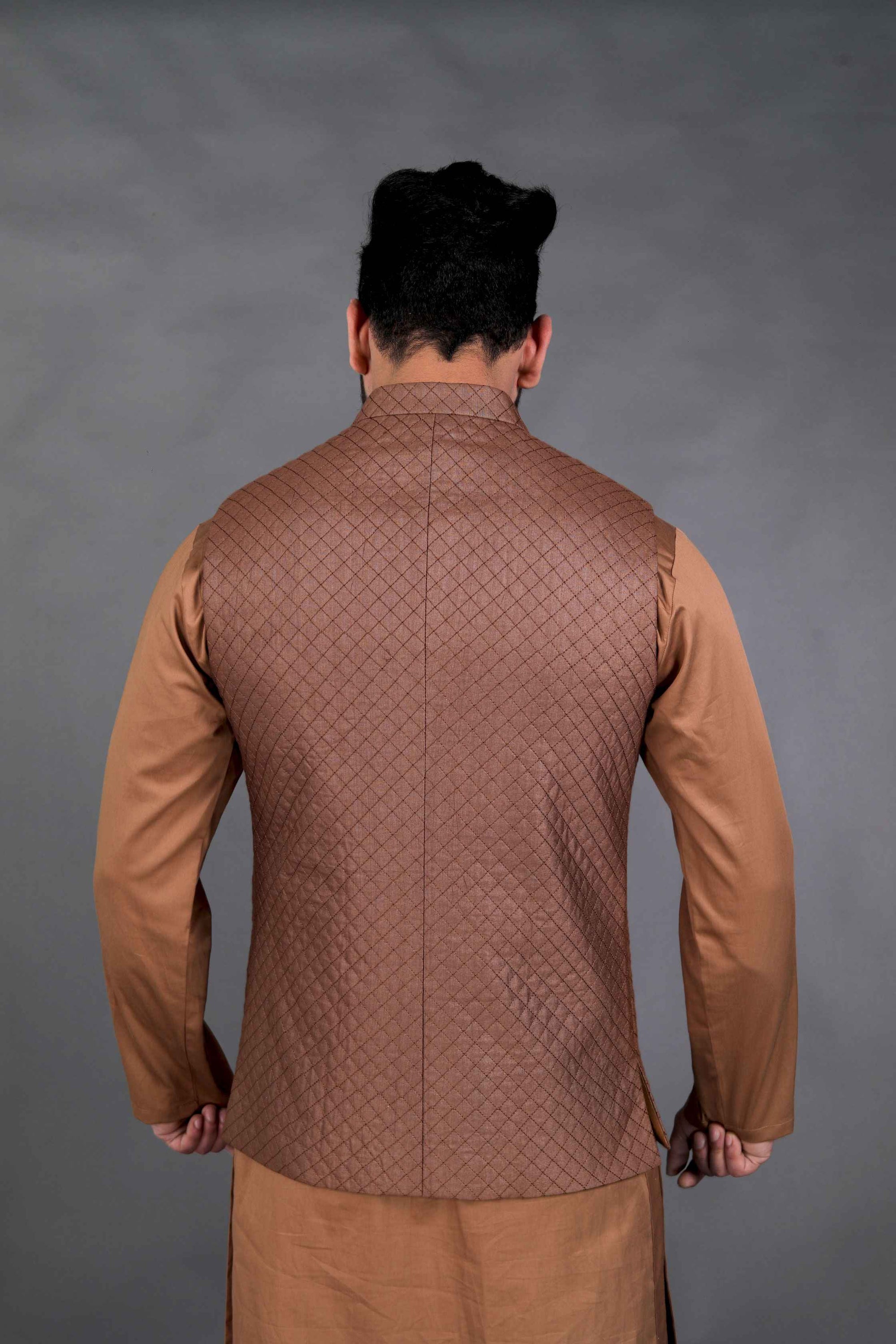 Quilted Silk Brown Bundi Jacket