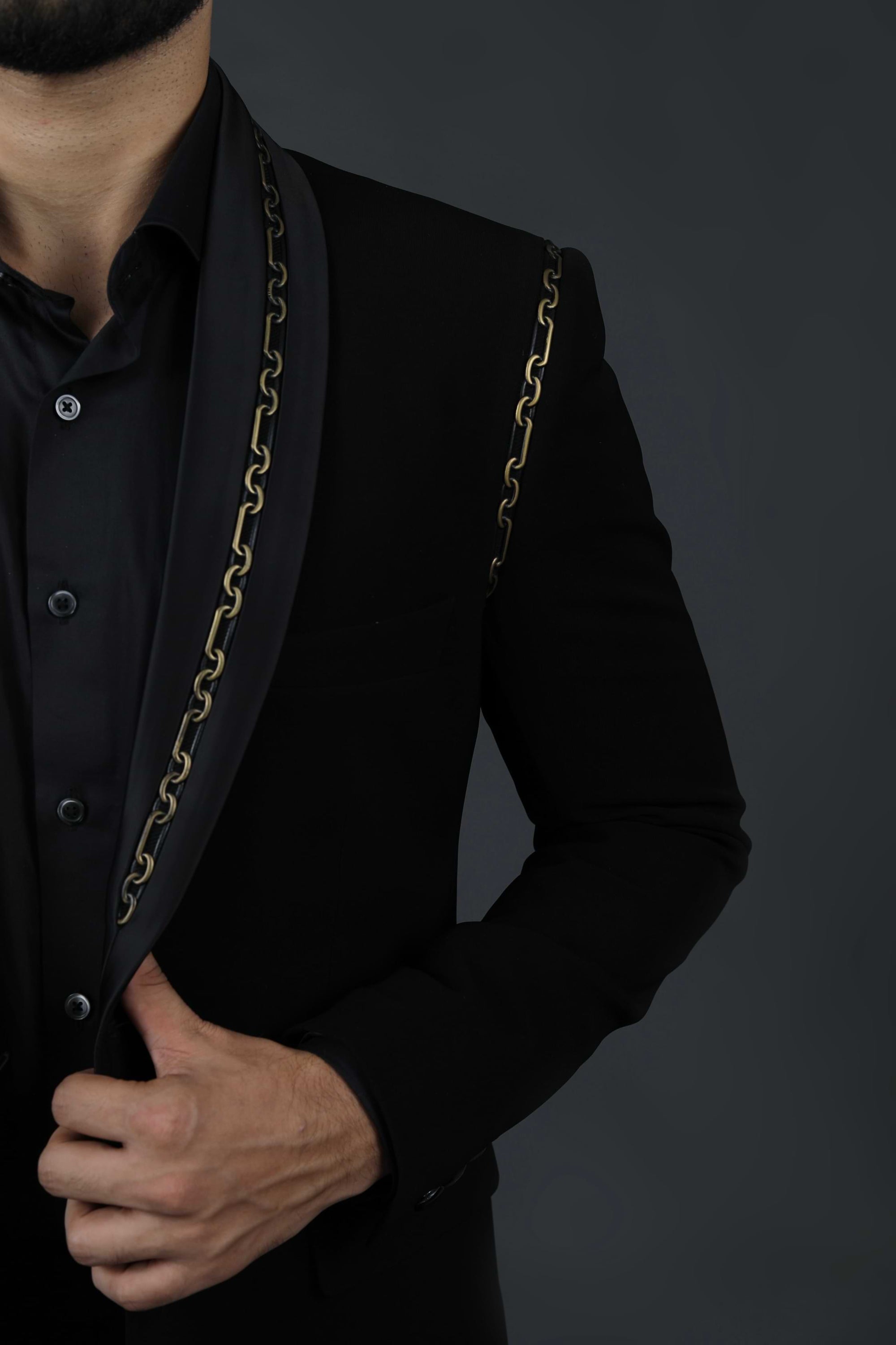 Concept Chain Black Tuxedo Suit