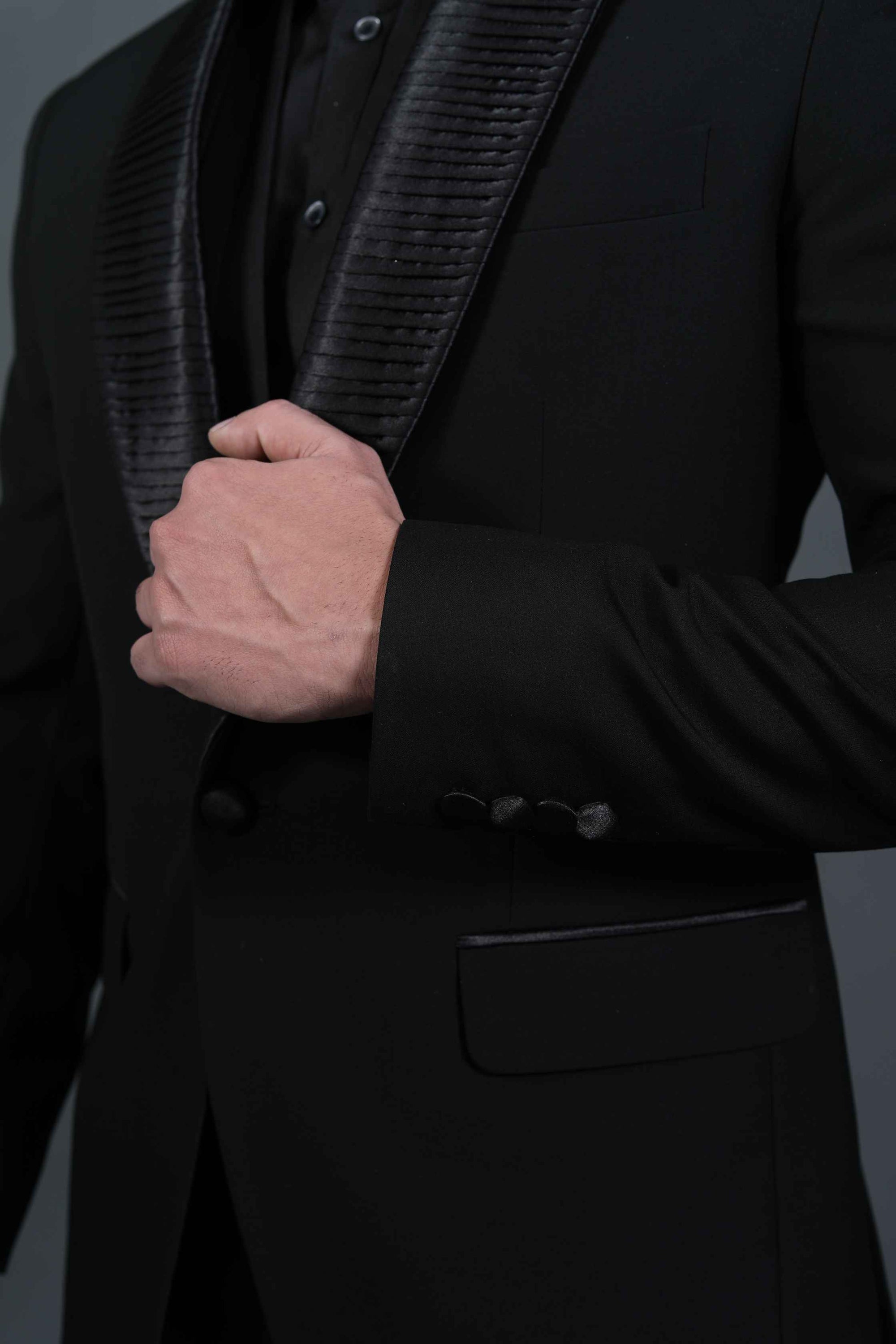 Concept Black Pleated Tuxedo Suit