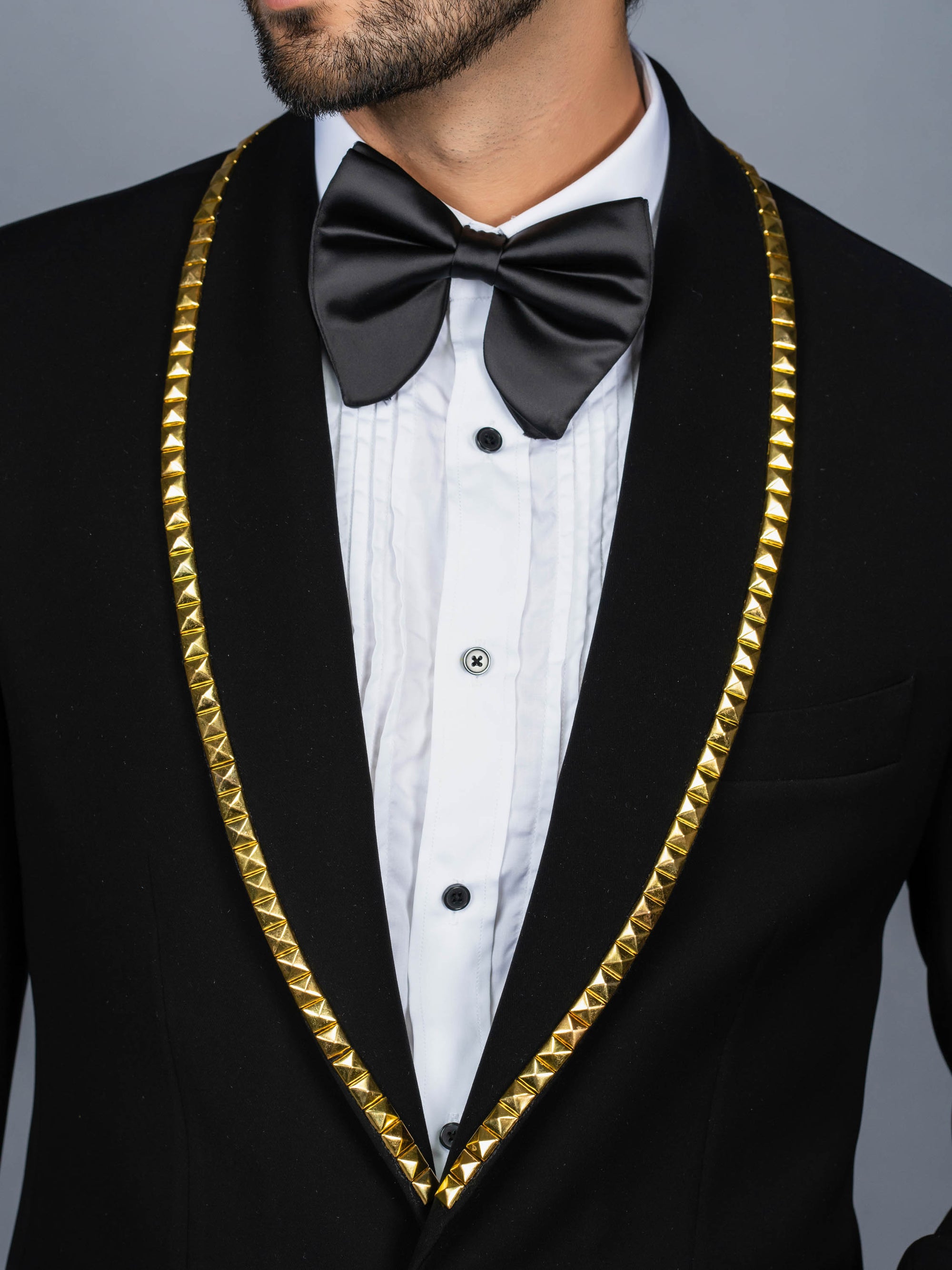 Concept Golden Metal Black Tuxedo Suit