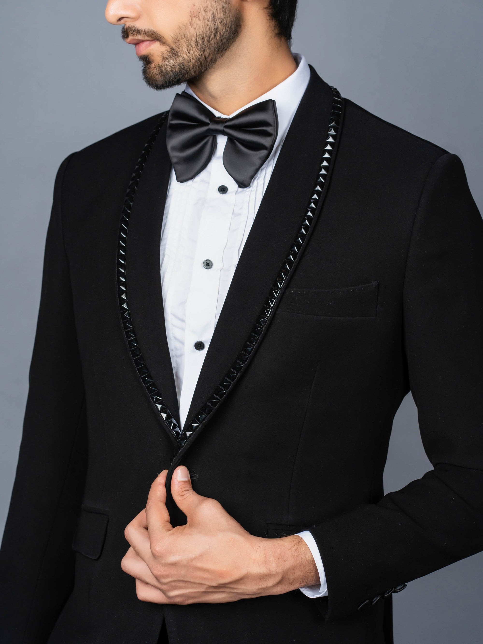 Concept Black Metal Black Tuxedo Suit