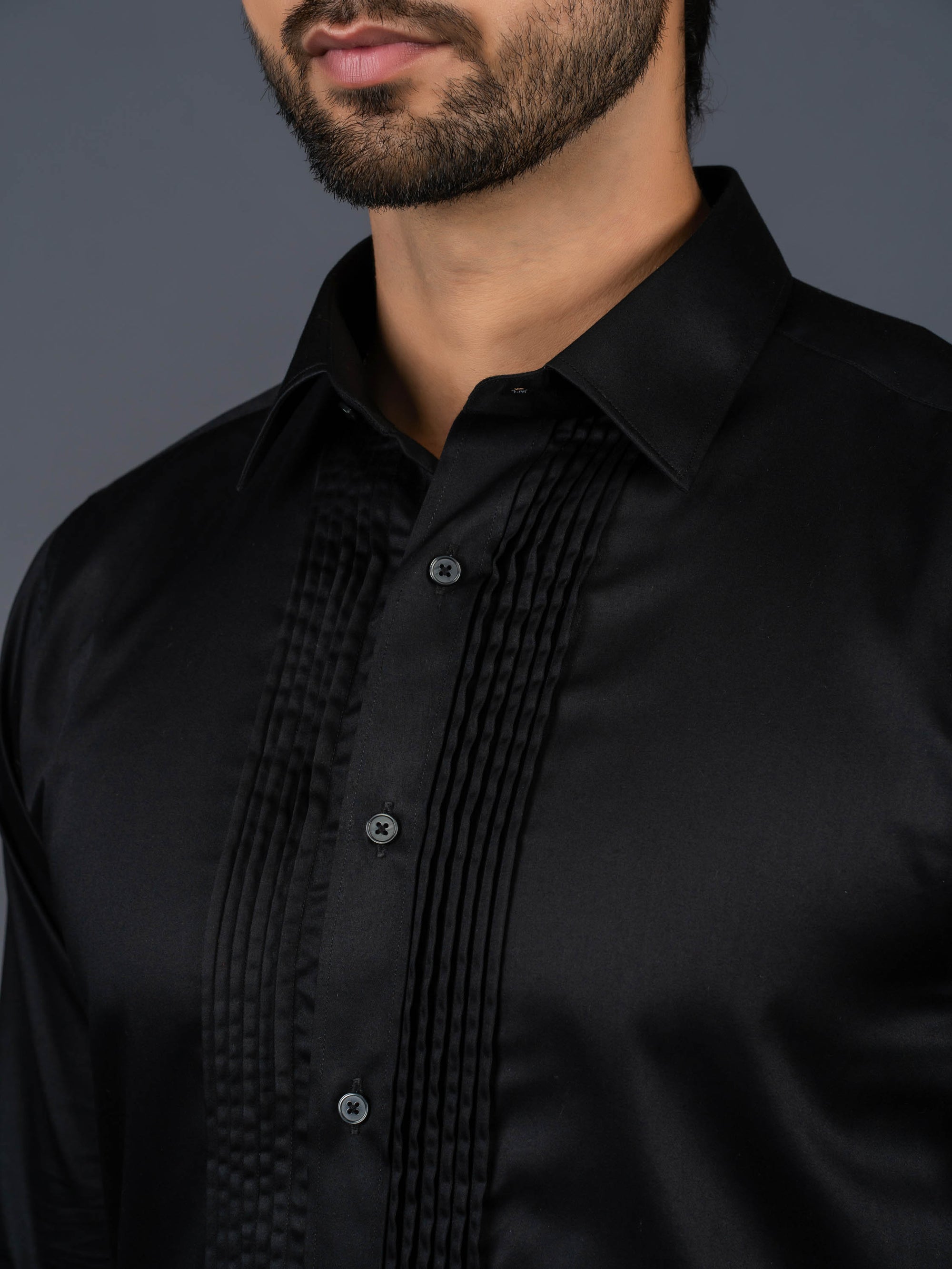 Black Pleated Shirt