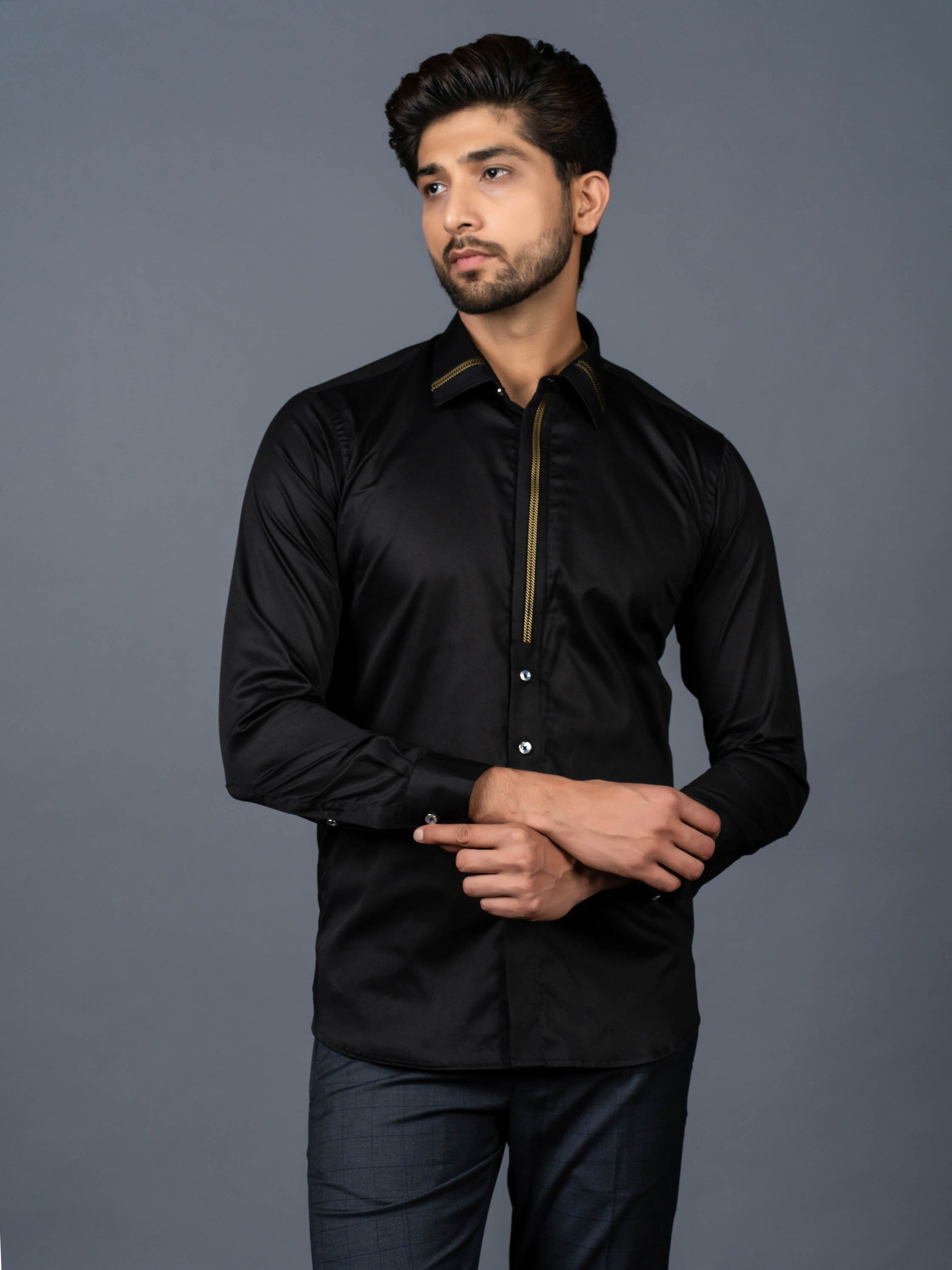 Concept Black Shirt with golden details
