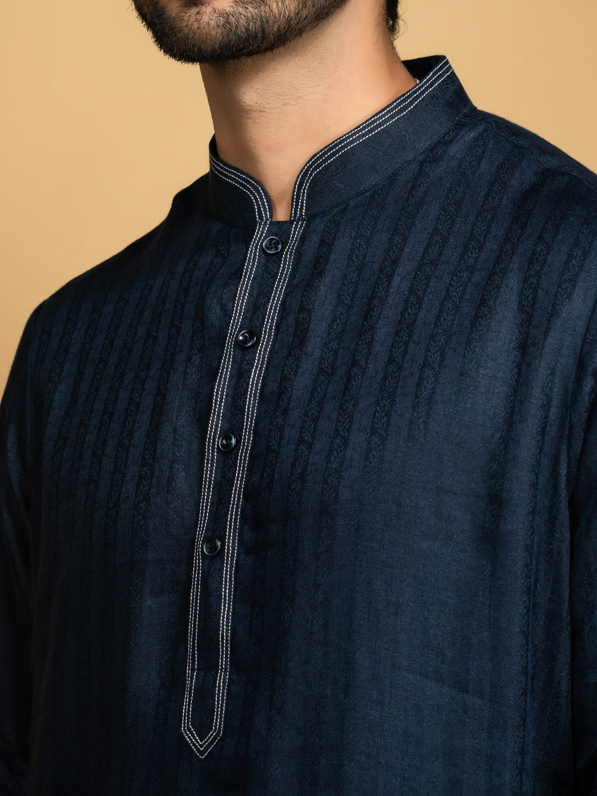 Midnight Blue Jacquard Kurta Set