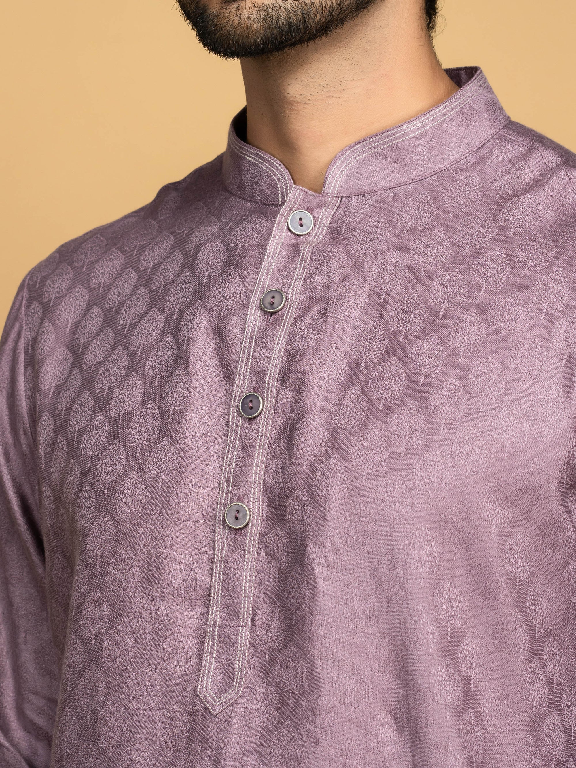 Lilac Jacquard Kurta Set