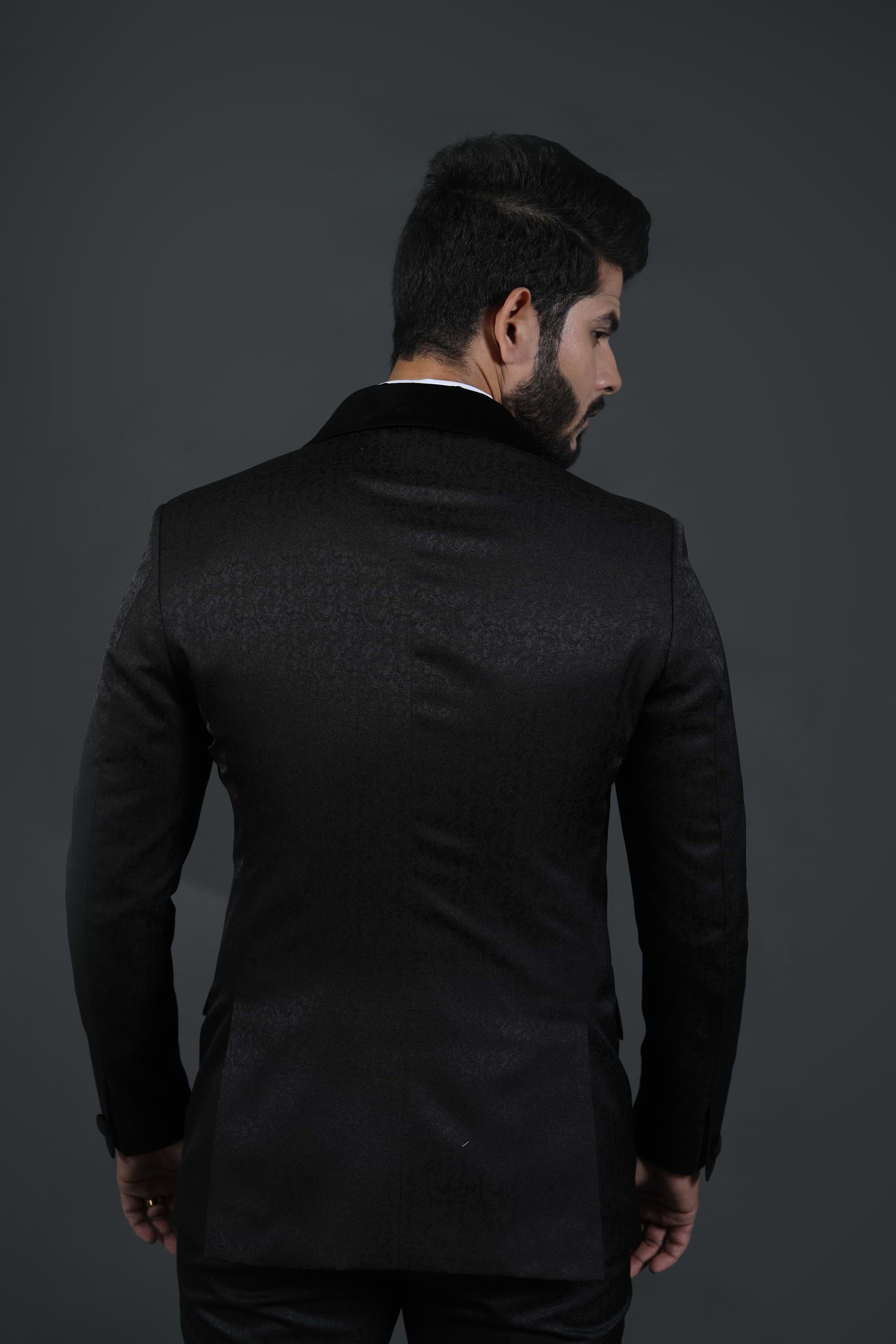 Ornamental Jacquard Black Suit