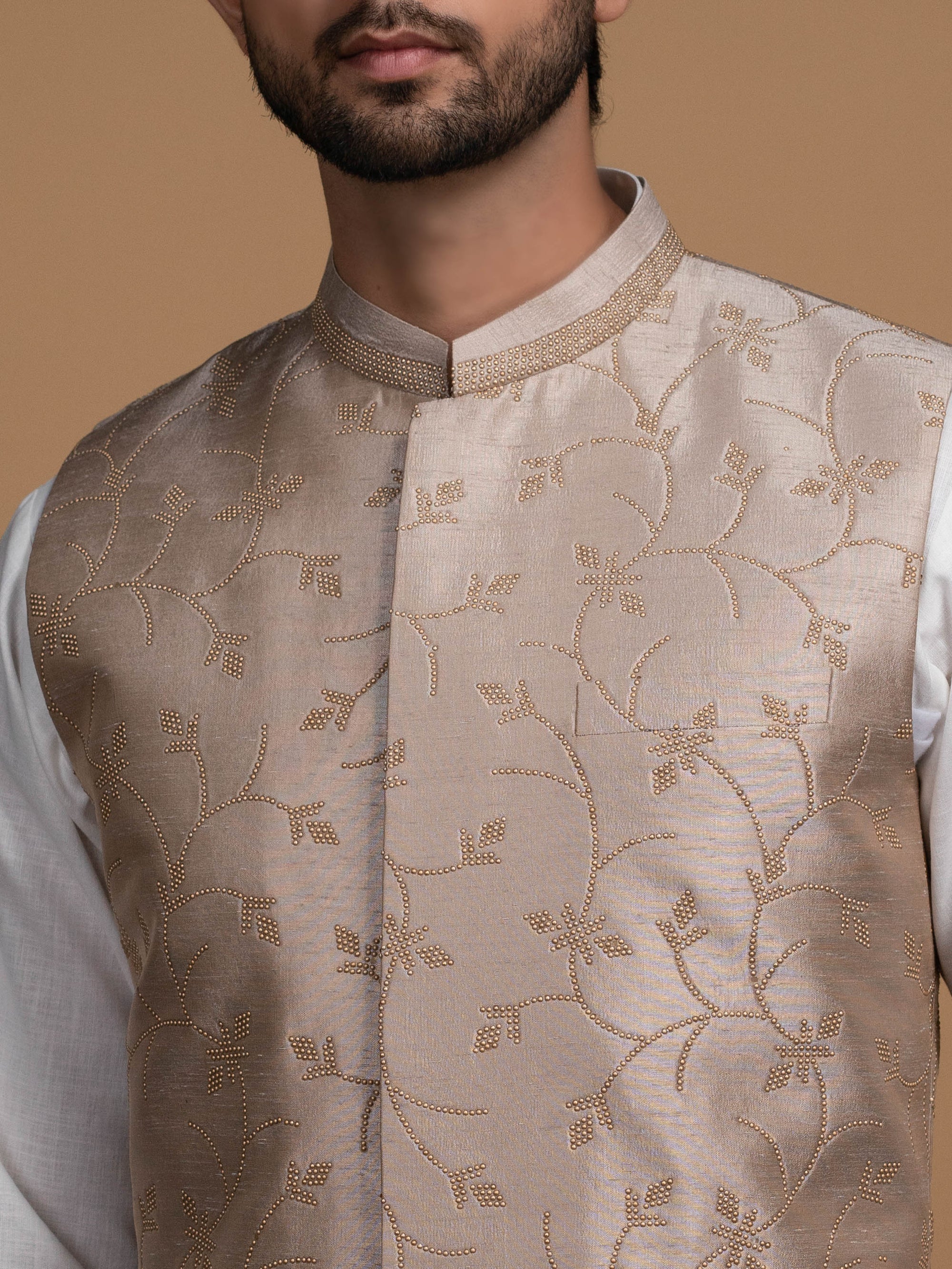 Light Brown Silk Bundi Jacket