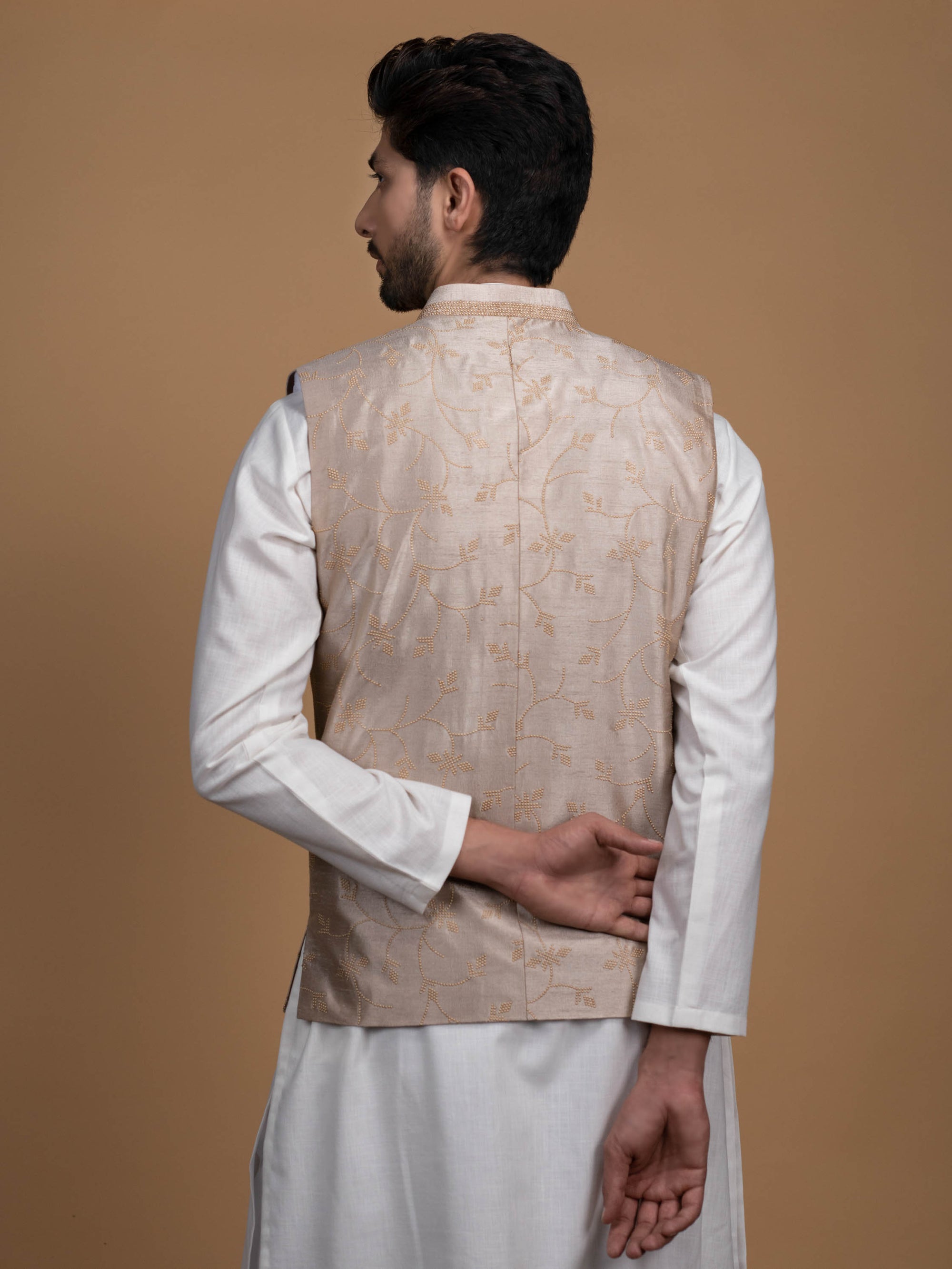 Light Brown Silk Bundi Jacket